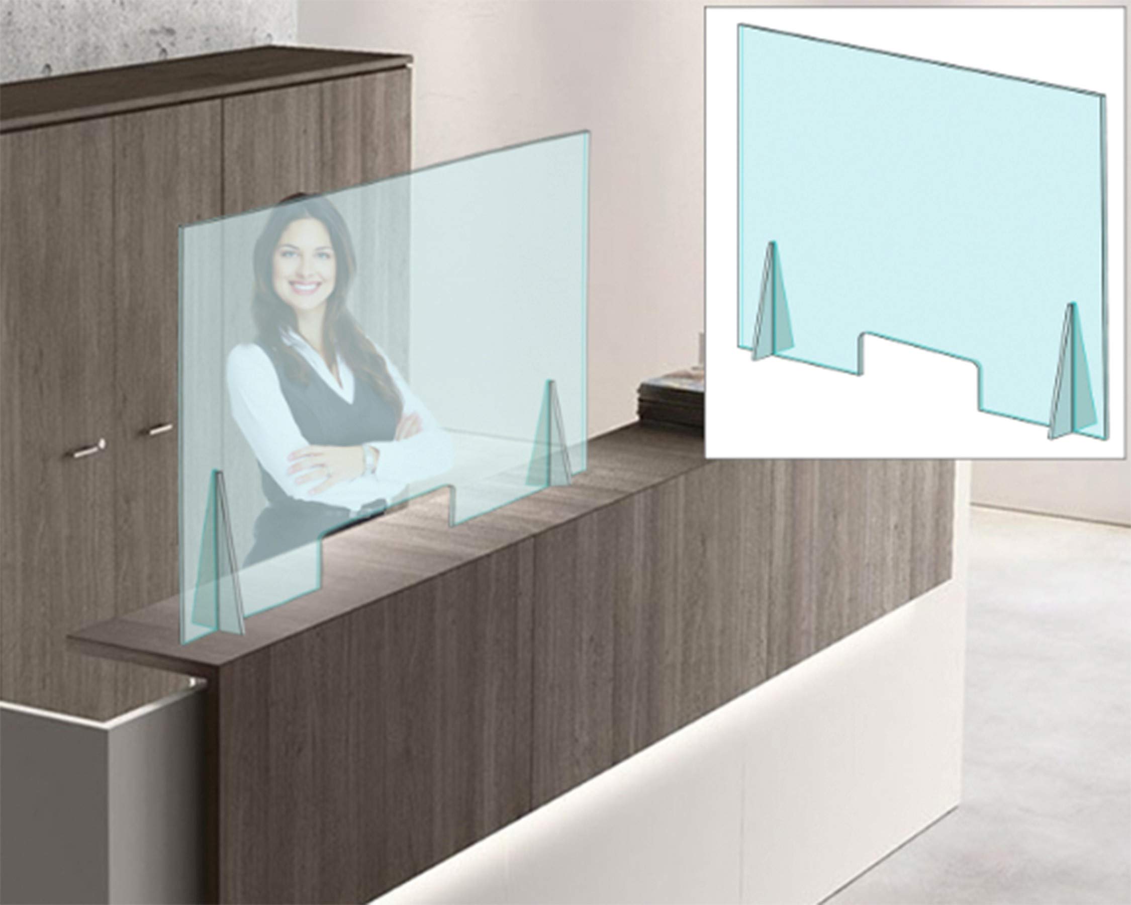 Mampara de metacrilato con ventana para evitar contagios en cajas y tiendas