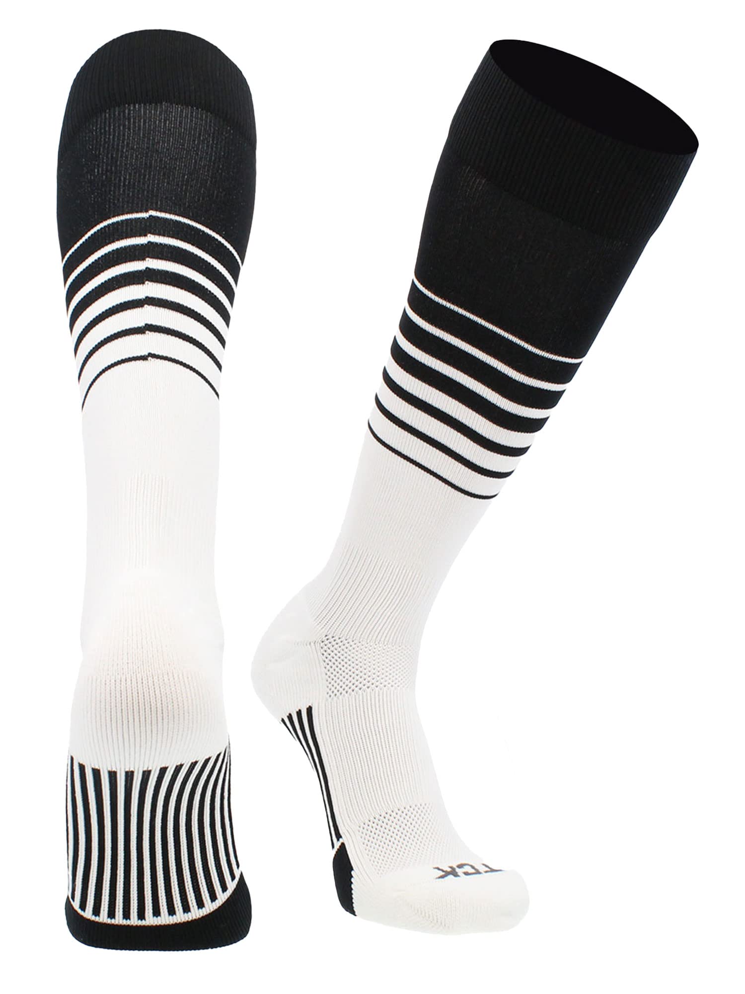 TCK Elite Breaker Striped Socks | Over-the-Calf Soccer Baseball Softball Socks | Extra Stretch for Shin Guards | USA Made