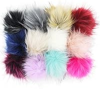 Vista 1 de 12 pompones de piel de mapache sintético para hacer tú mismo, pompón esponjoso para tejer sombrero, accesorios de bricolaje de 4.3 pulgadas
