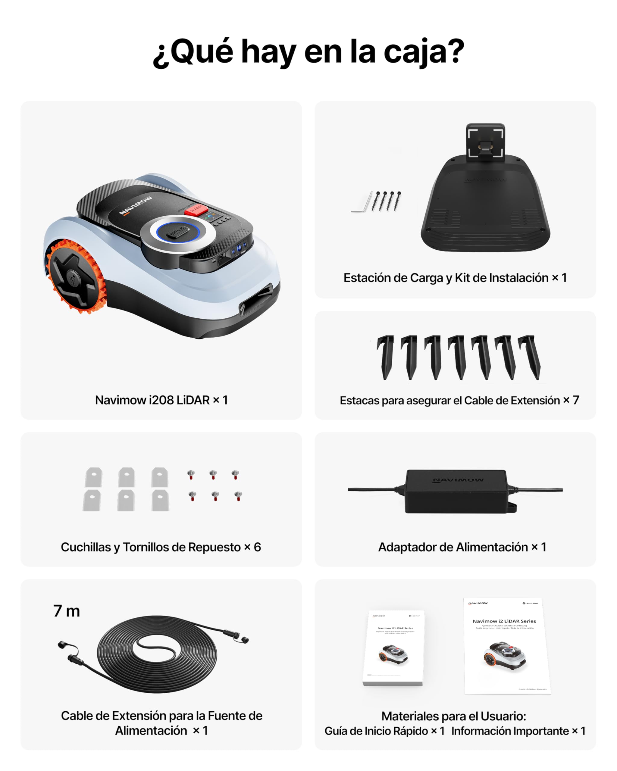 Segway Navimow i208 LiDAR Robot Cortacésped sin Cables para 800 m² con Garage M, LiDAR de Estado sólido + Vision, Cartografiado Automático, Pendientes del 45%, 4G Integrado (Envío por Separado)