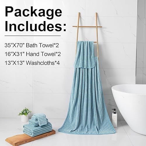 Miniatura 6 de CHINO Juego de 8 toallas de baño, 2 toallas de baño de gran tamaño, 2 toallas de mano, 4 toallas de baño, suaves, de secado rápido, toallas de baño