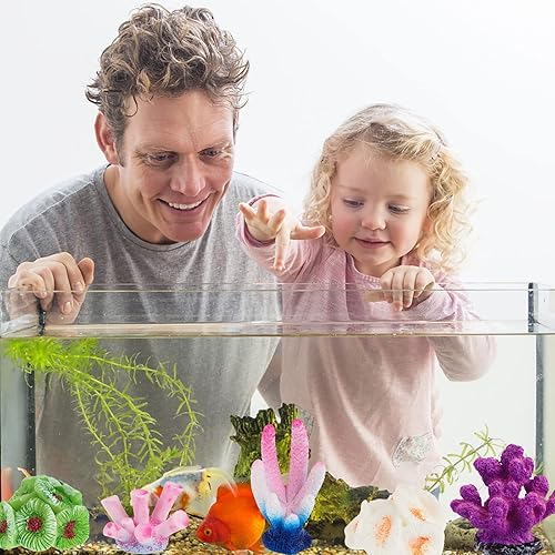 Miniatura 7 de 16 piezas de plantas artificiales de coral para decoración de acuario, decoración de arrecife de coral de alta calidad, resina artificial