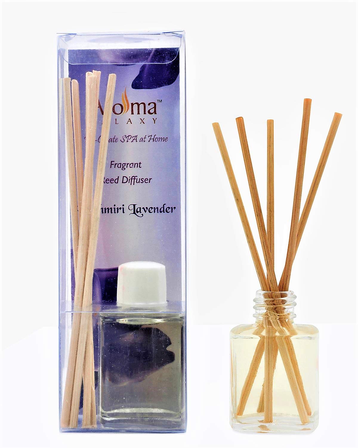 Kashmiri Lavender Scent Reed Diffuser Set Scented Reed Diffuser for Offices, Home, Hotel, Bathroom & Living Room - 30 ML with 6 Reed Sticks