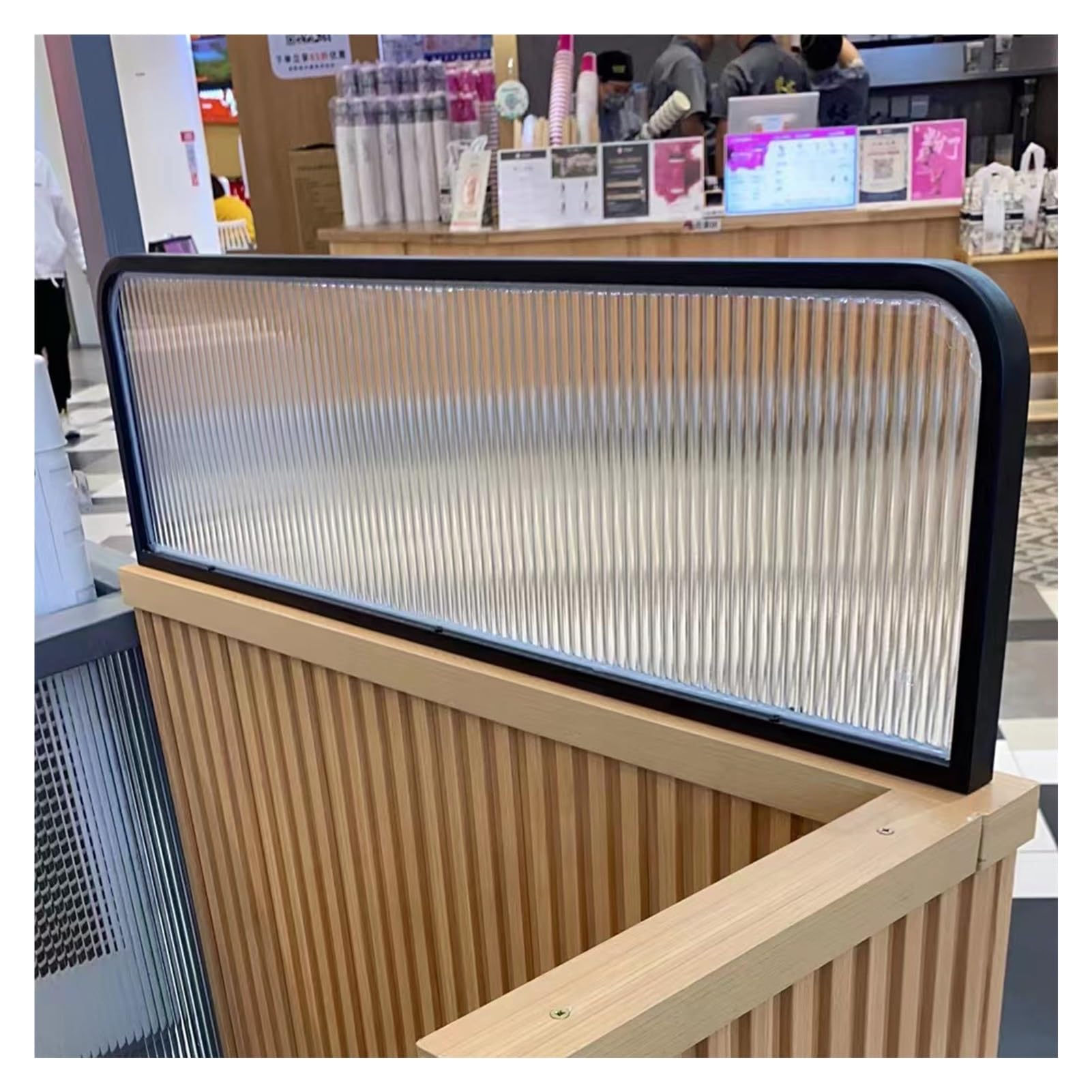 GJZQDKX Dividers for Dining Areas, Striped Glass Translucent Glass Restaurant Decorative Partitions, Hotel Countertop Desk Divider, 30cm Low Fence