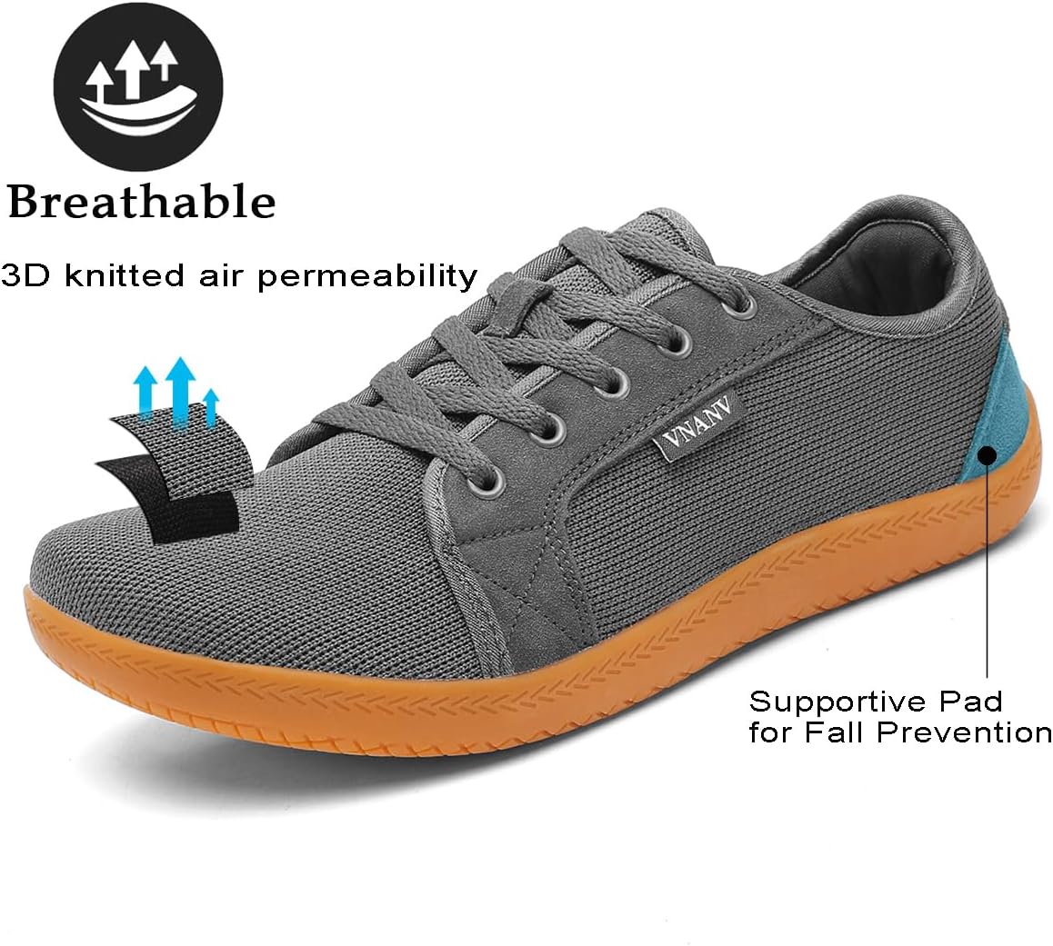 Women's Barefoot Shoes Wide Toe Box | Minimalist Zero Drop Sneakers for Walking, Gym & Yoga | Breathable Mesh Lightweight Trainers | Comfy Non-Slip Nursing Shoes