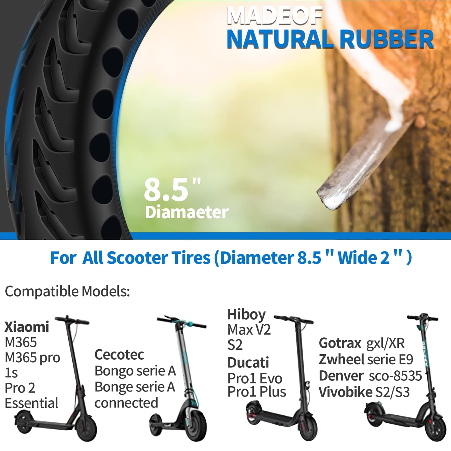 Pneu Pour Trottinette Xiaomi – Lot De 2 Pneus Compatibles 1S, M365, Pro, Essential