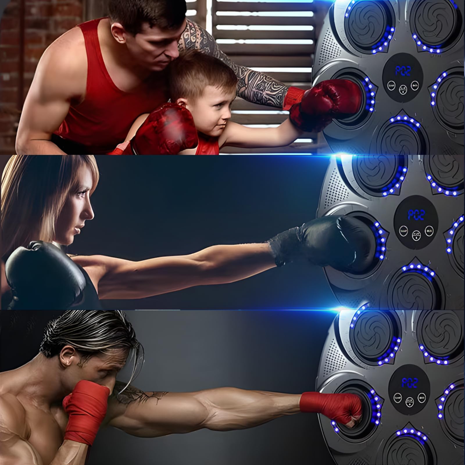 Music Boxing Machine,Bluetooth Musica Allenatore Boxe,Intelligente Macchina Elettronica Allenamento Boxe Montata a Parete,Dispone di 9 modalità,per Allenamenti a Casa, Boxe, Perdita di Peso