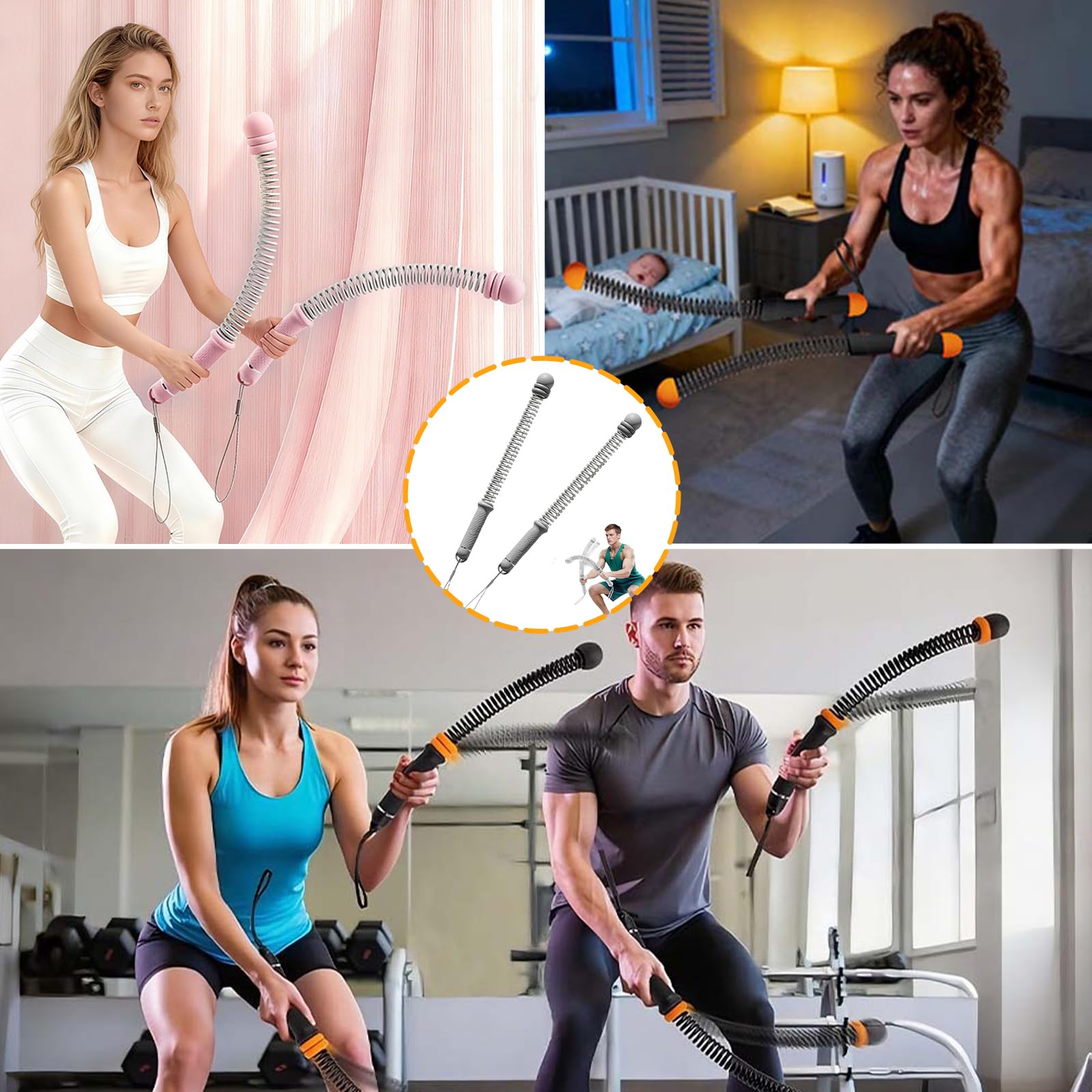 SakerPlus Corde da combattimento regolabili senza fili, 1,4 kg, per palestra domestica, HIIT, forza e allenamento completo del corpo