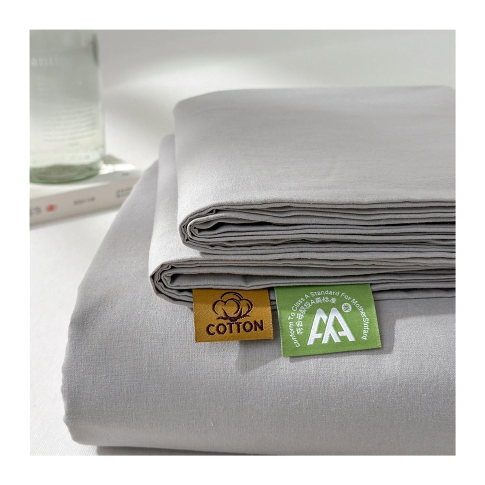 Drap Plat 100% Coton à Carreaux Rayés - Taille 200x230cm - Vert A - Ultra Doux Et Respirant