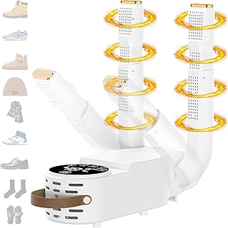 مجفف أحذية وجوانتيات مع رف قابل للتعديل 180 درجة مع عداد وقت، بخاصية تعقيم بالأشعة فوق البنفسجية وإزالة الروائح الكريهة، سخان أحذية لتجفيف الأحذية والبوت والجوانتيات والشرابات من FTJKGH