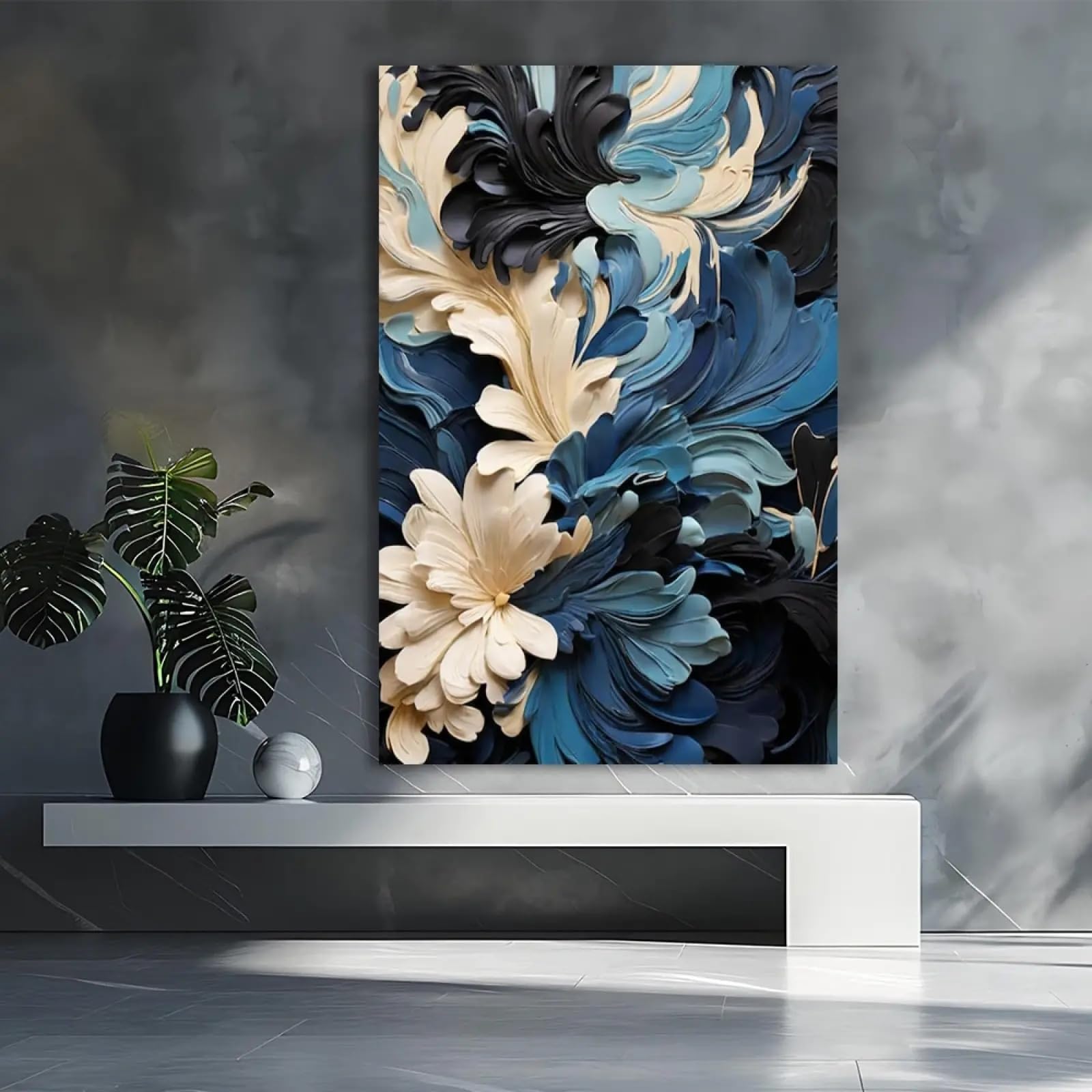 Affiche murale de fleurs et vagues abstraites pour décorer un salon moderne - 7