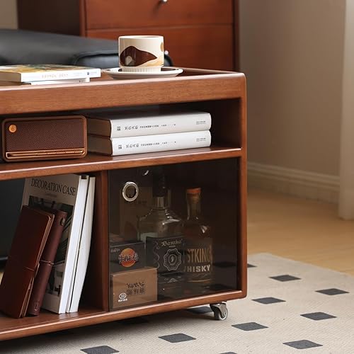 Miniatura 6 de Mesa auxiliar 100% de madera maciza con ruedas