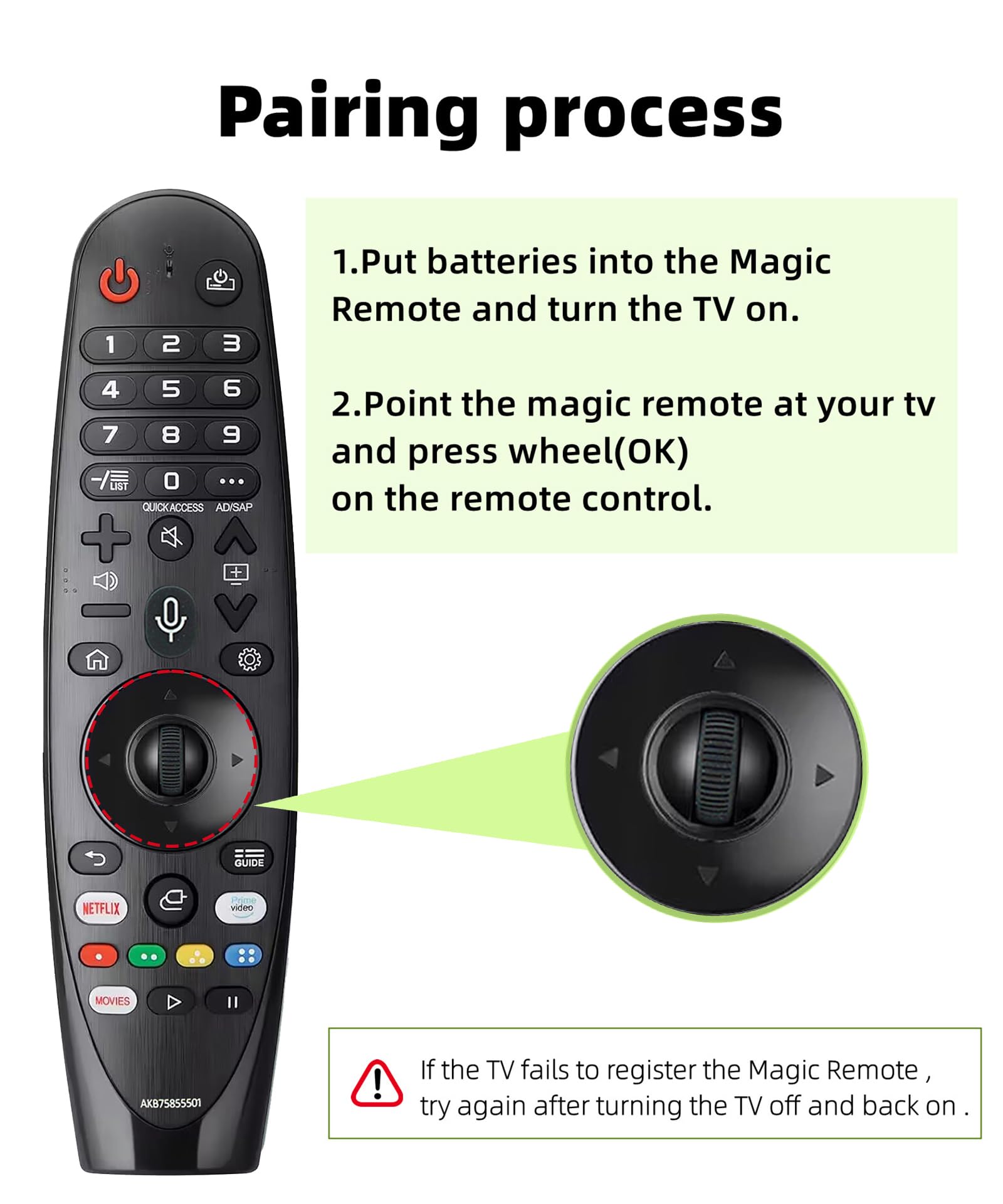 New Upgrade AKB75855501 Magic Remote Compatible with Lg Smart tv,fits for LG AN-MR20GA AN-MR19BA Smart TV Magic Remote Replacement,with Voice and Pointer Function