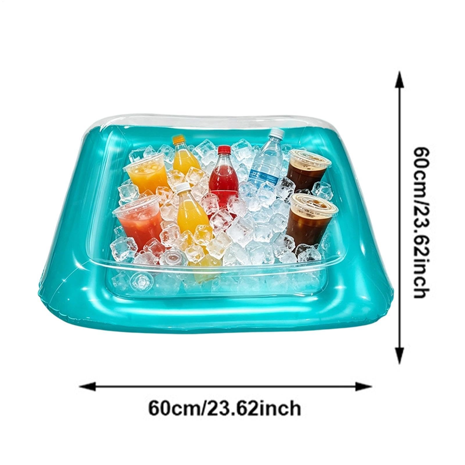 Bar Gonfiabile Servizio Ghiaccio Grande Vassoio Quadrato Galleggiante | Cooler Gonfiabile Da Tavolo Per Piscina Giardino Birra Bevande Picnic Spiaggia Campeggio