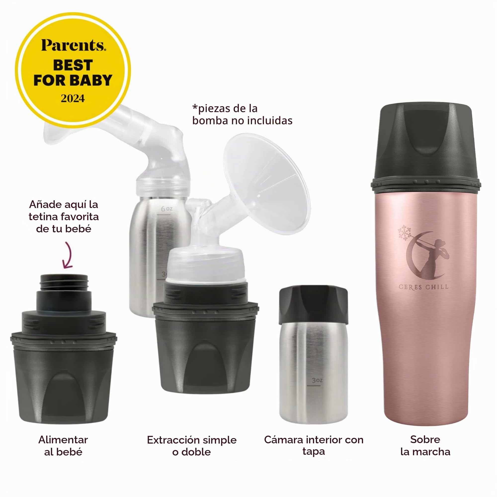 Ceres CHILL Demigoddess Mini enfriador y calentador de leche materna – Enfriador portátil de leche materna de 6 a 16 onzas, almacenamiento y biberón para viajes, trabajo o sobre la marcha, contenedor