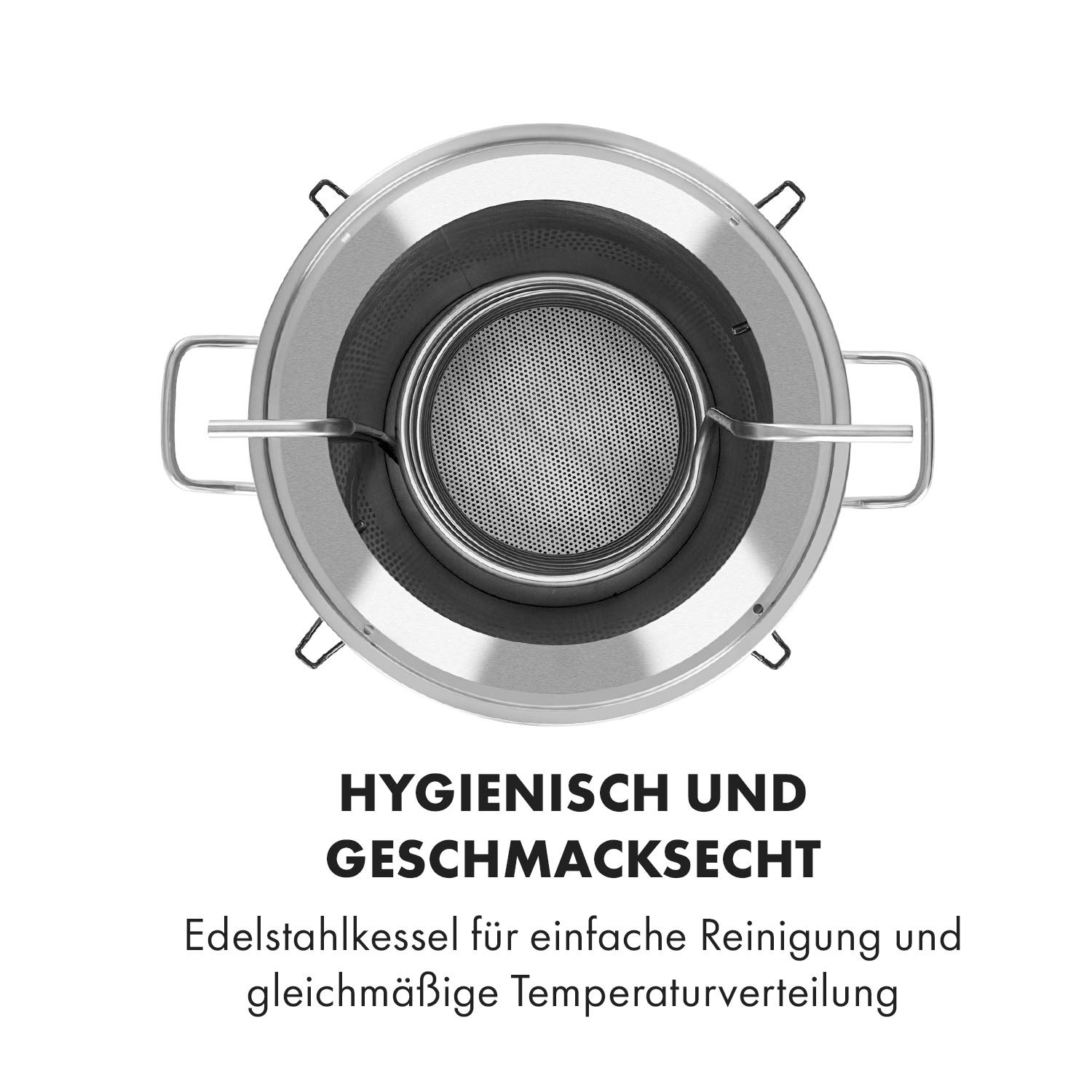 Klarstein Maischfest - Bierbrauset, Maischekessel, Bierbrauanlage mit 2 Stufen: 1500/3000 W, Bier Brauen 5-teiliges Set, Filtrier-Eimer, Kühlspirale, LCD-Display, Edelstahl, 30 Liter, Edelstahl