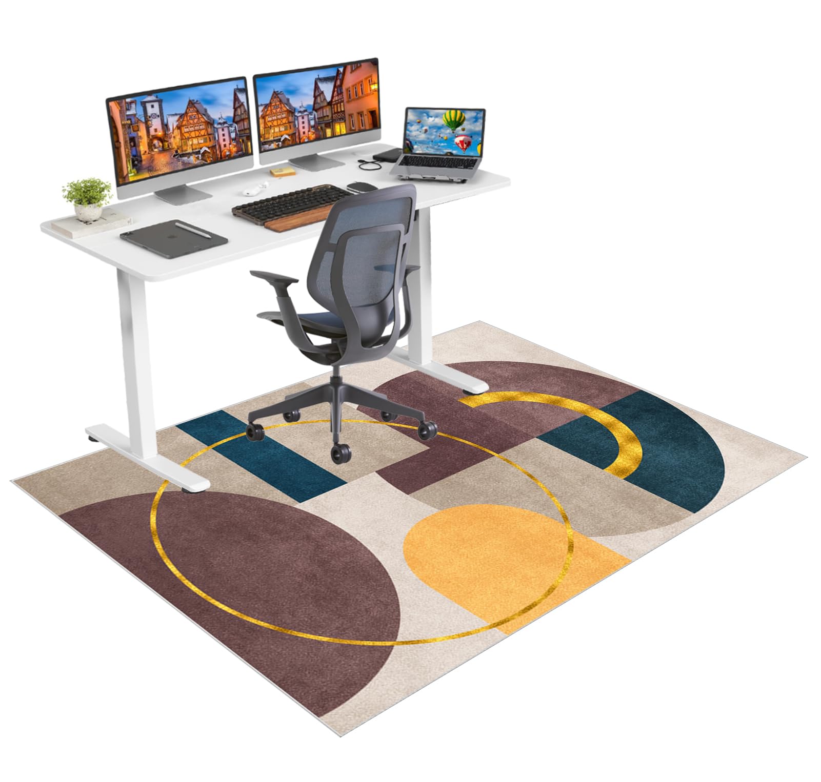 Ruxevnsy 0966A Office Chair Mat For Hardwood Floors Non Slip Computer Desk Chair Mat For Carpet Floor Protector Mat For Rolling Chair Gaming Chair Mat For Carpet Floor Mat For Office Chair Gaming Rug 60 X 70 Cm