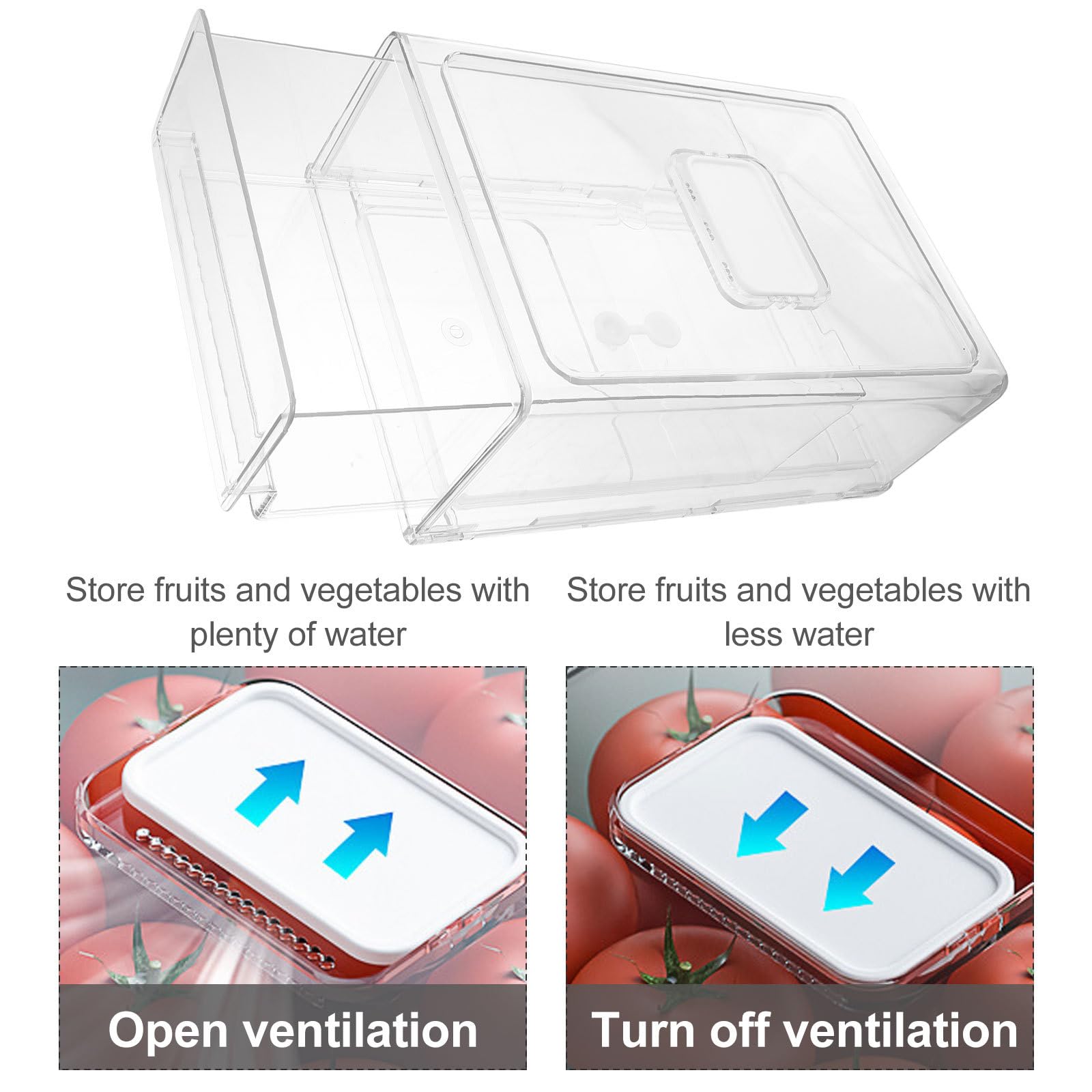 VALICLUD Caja Organizadora para Cocina Diseño Apilable y Cajón Extraíble de Plástico Blanco para Refrigerador Doméstico, Almacenamiento Práctico de Alimentos y Frutas