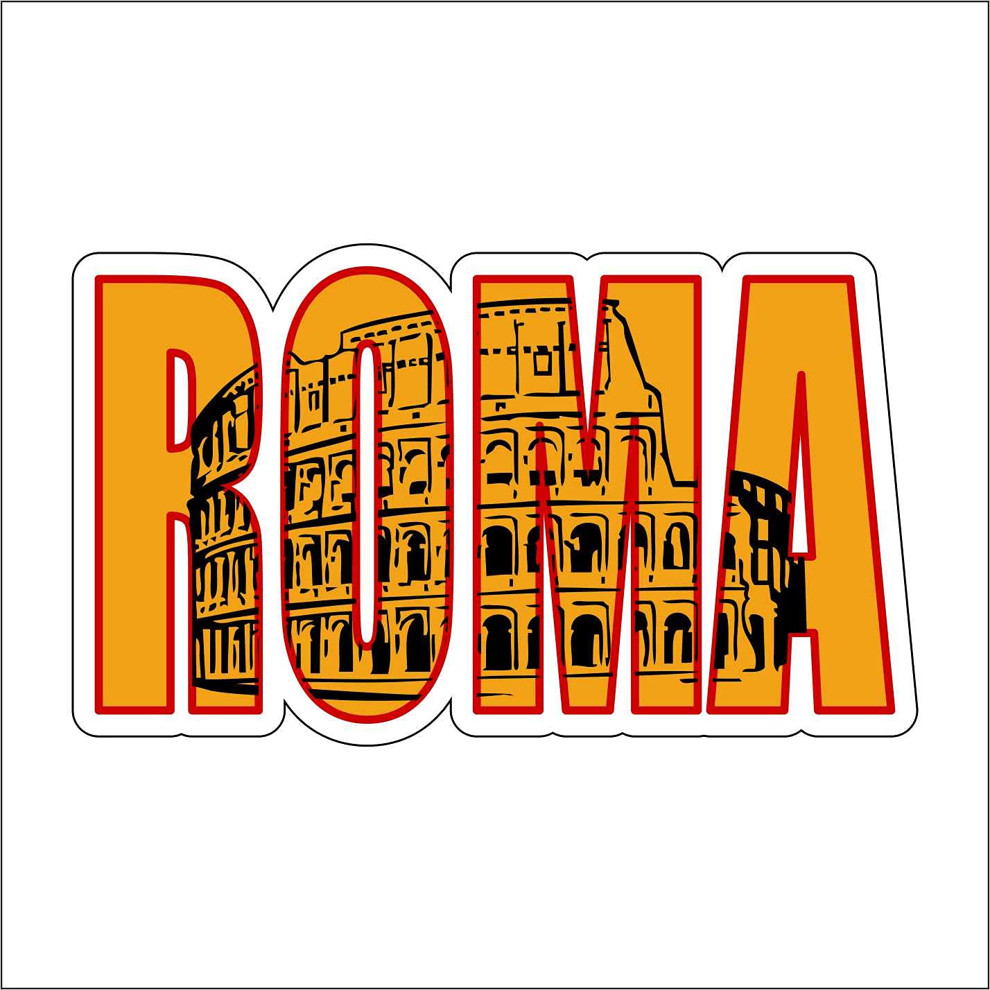 2 Adesivi In Vinile Roma Colosseo 10 Cm - Per Laptop, Valigia, Auto, Viaggi - Regalo Souvenir, 6408