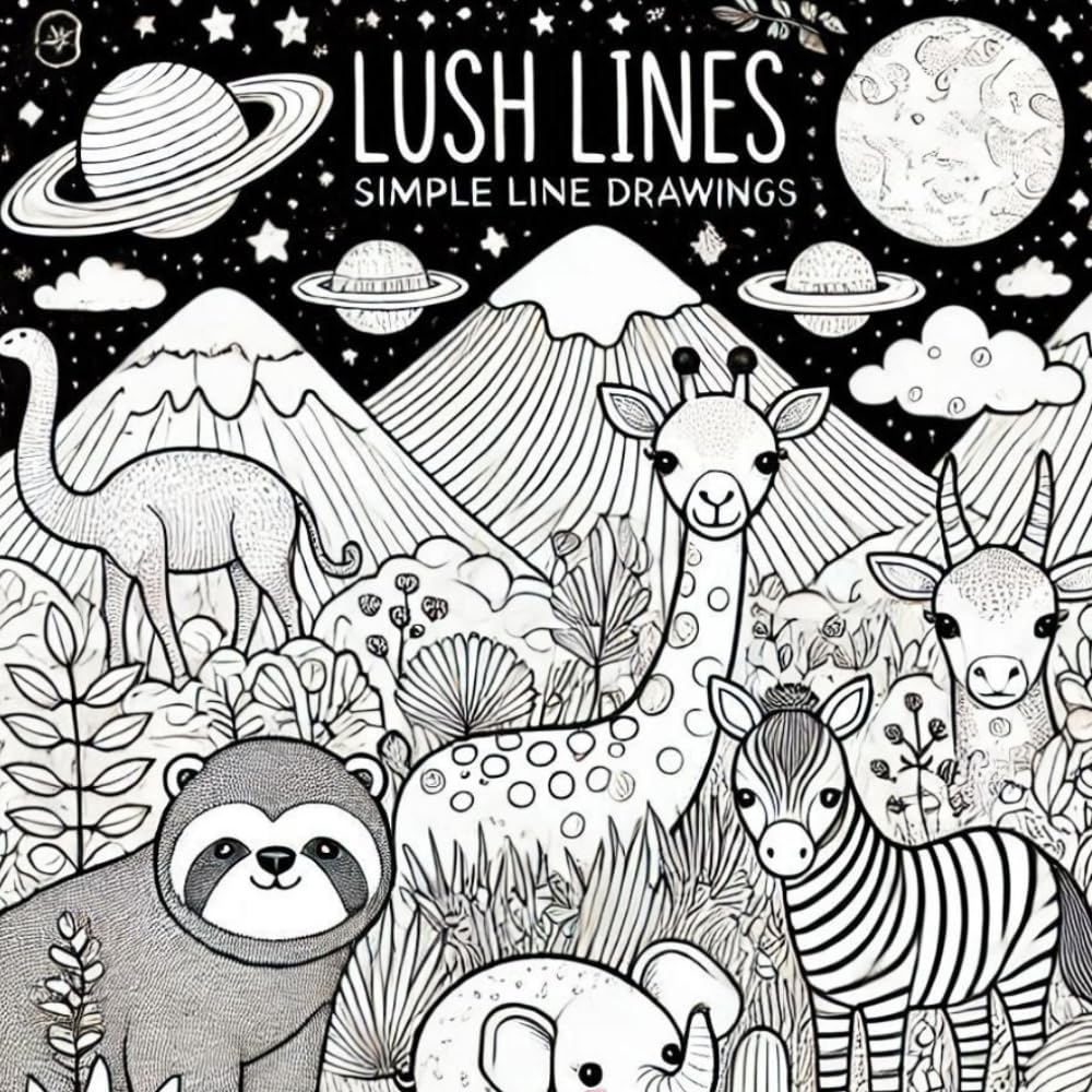Lush Lines Simple Line Drawings: Animal Kingdom - A fun collection of cute animals for hours of colouring fun!