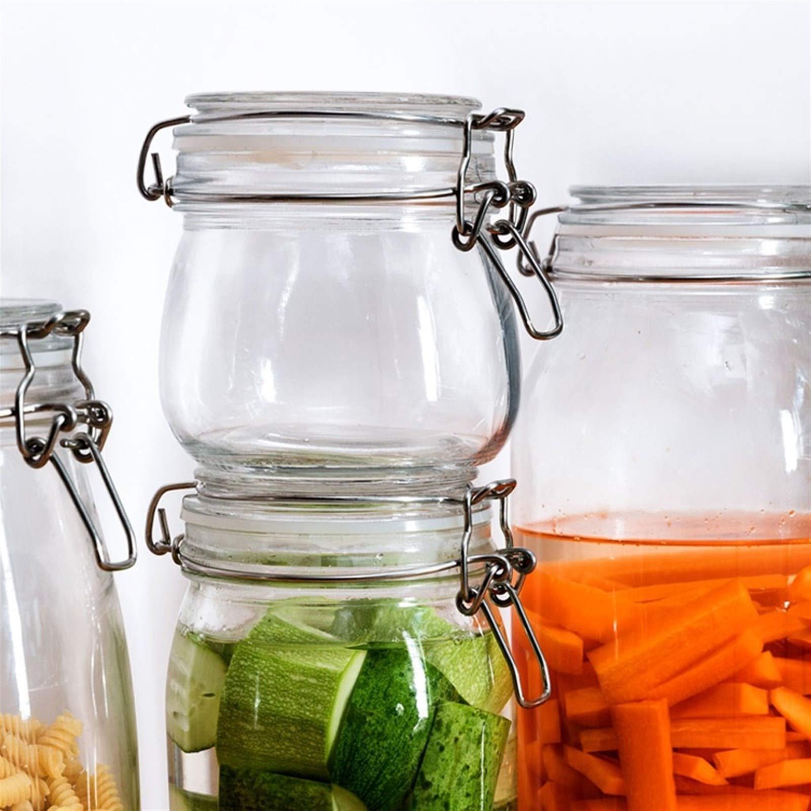 Botes para Alimentos Tarro hermético, botes de cristal de almacenamiento de contenedores y café, Cocina Especias y muchos más.Tarro de cristal con la tapa de almacenamiento, un conjunto de 3 Botes Her