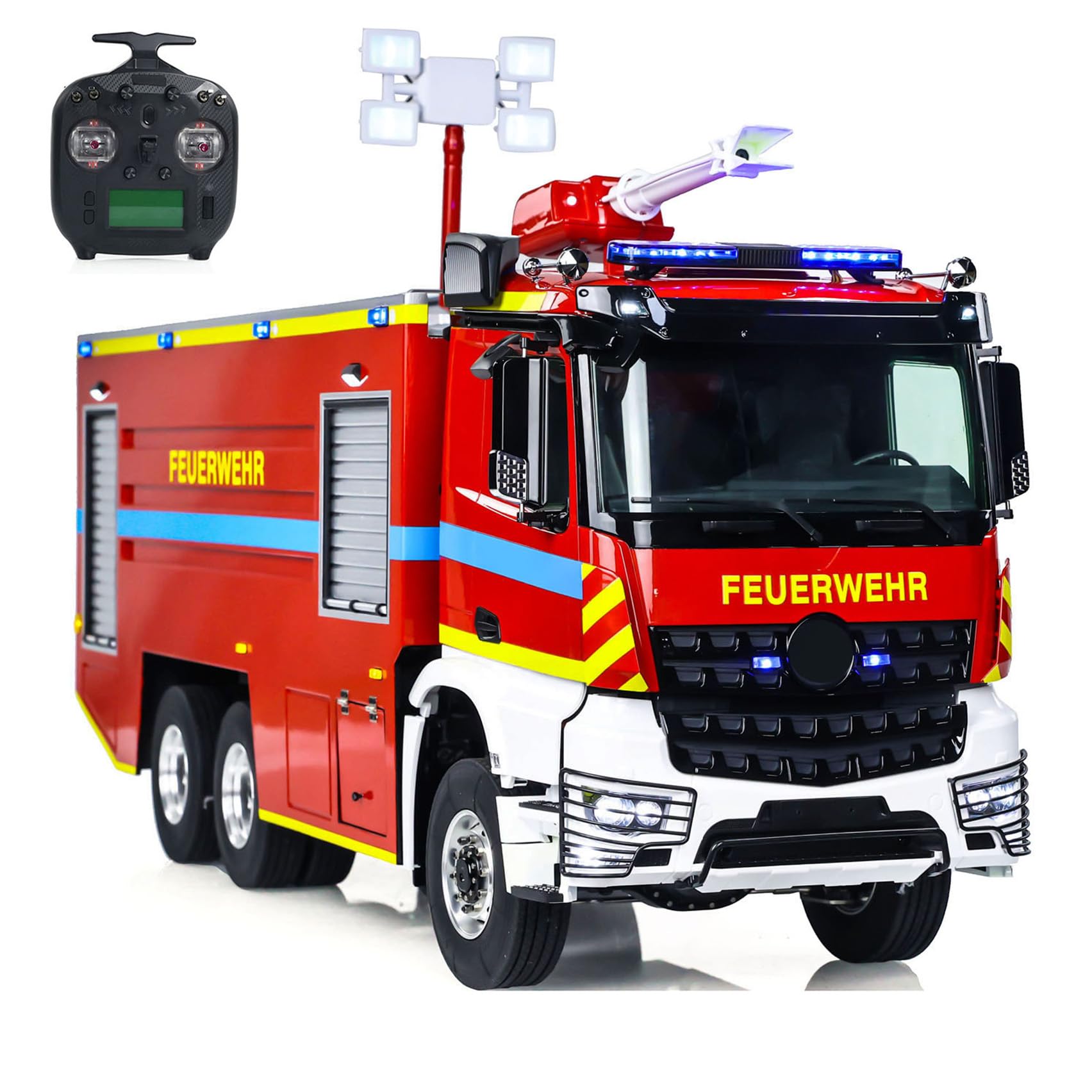 1 14 6X6 RC Fire Fighting Truck Metal Chassis 2-Speed Transmission Differential Lock Axles Remote Control Fire RTR