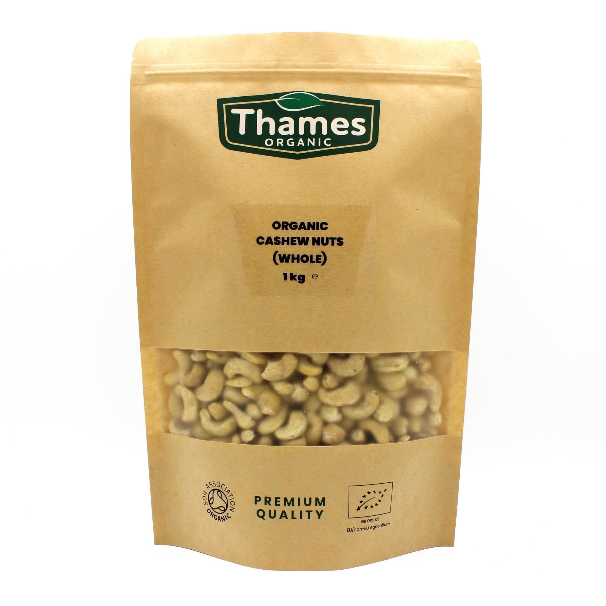 Organic Cashew Nuts - Source of Protein, High Fibre, Raw, Vegan, GMO-Free, Certified Organic - No Additives or Preservatives - Nutritious and Delicious - Thames Organic 1kg