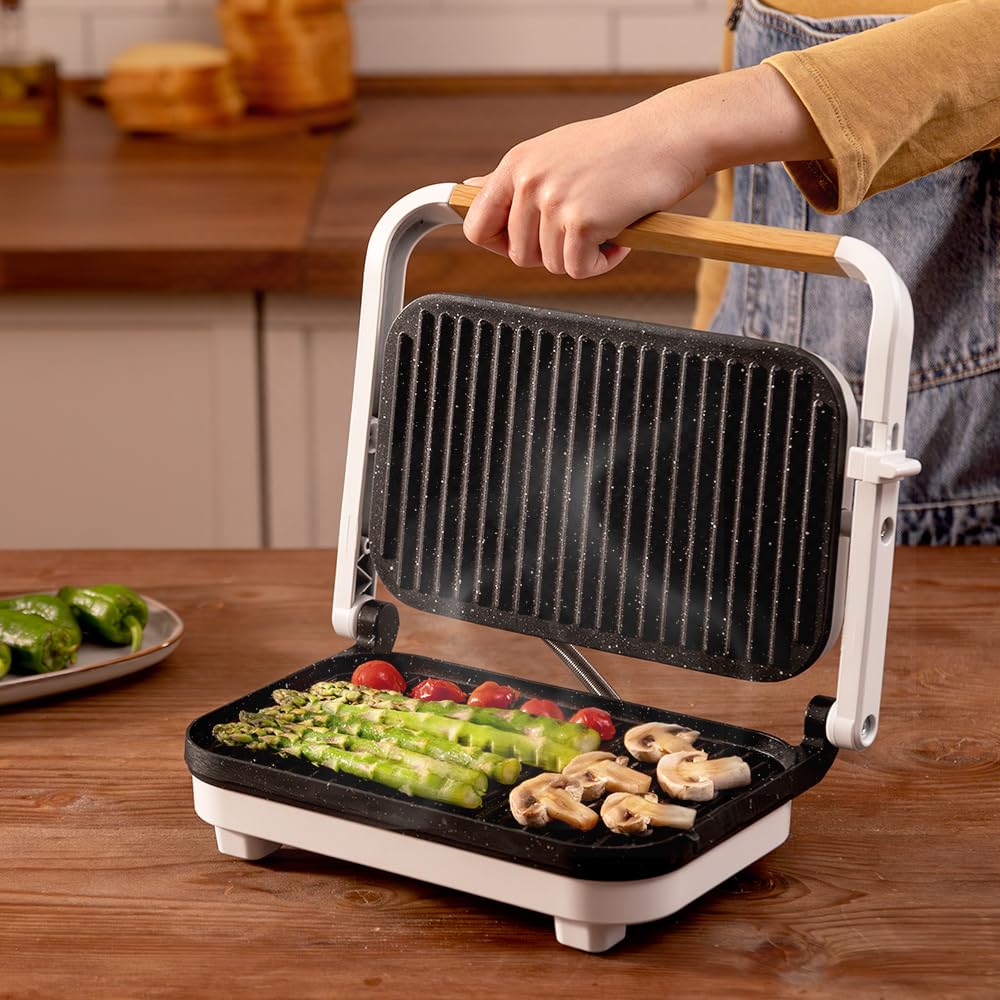 Cecotec Rock'Ngrill 1300 Wood W Electric Grill, Power 1300 W, White