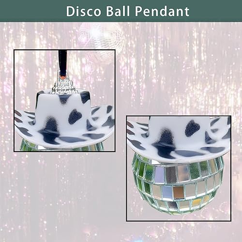 Miniatura 3 de Accesorio de bola de discoteca para automóvil, sombrero de vaquero de bola de discoteca, lindo bola de discoteca para automóvil, collares de bola de