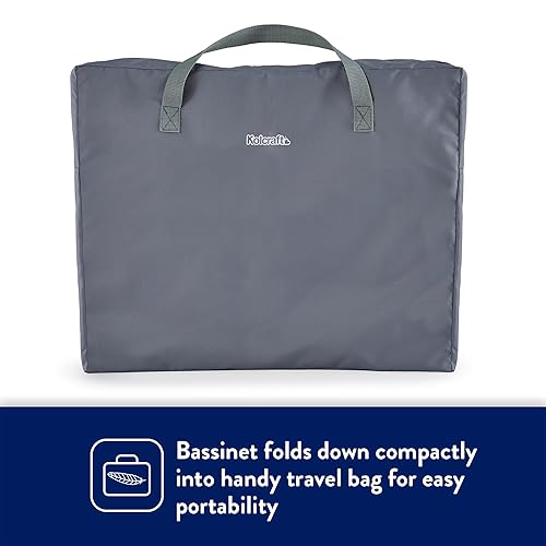 Miniatura 6 de Kolcraft Healthy Lite - Moisés portátil y ligero de viaje, para el hogar o viajes, seguro y cómodo para recién nacido, plegable compacto, color gris