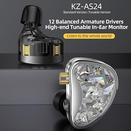 Miniatura 6 de KZ ZAR - Auriculares IEM con monitor de oído con tecnología híbrida 1DD+7BA, auriculares con cable, cable chapado en plata, auriculares IEMS para