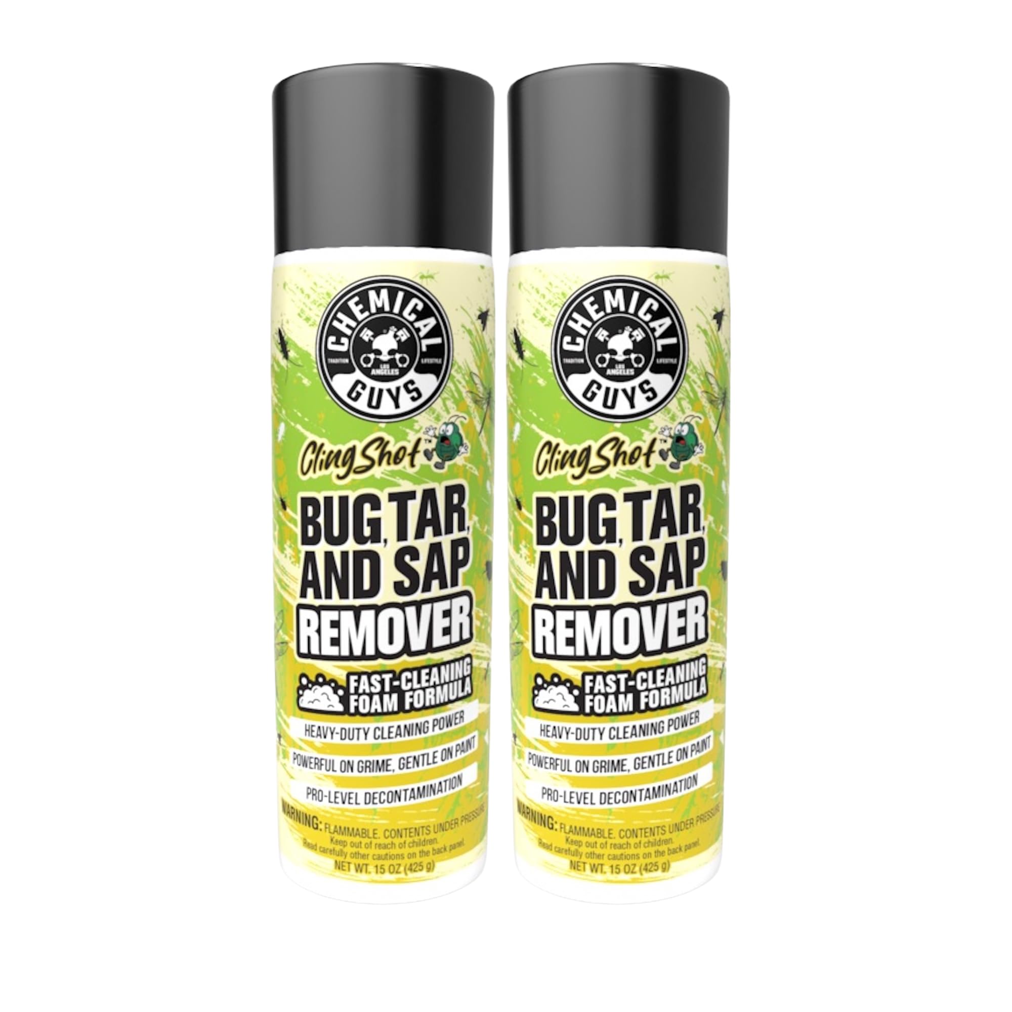 Chemical Guys Bug, Sap & Tar Remover, Fast Acting Pre Wash Cleaner for Cars, Trucks & SUVs, Removes Stuck On Residue, Road Film, Bug Splatter, Tree Sap, Grime, Spray, 2 Pack - 15 Fl Oz Each, 2 Pack