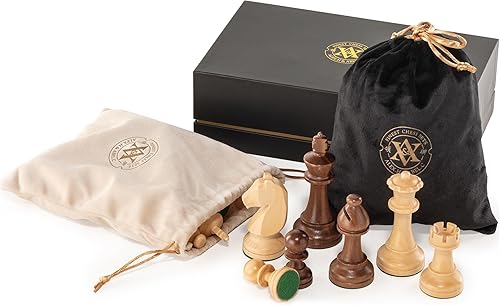Miniatura 3 de A&A Piezas de ajedrez de madera Staunton con triple peso premium con 2 extra Queen  Altura King 3.75"9.5cm  2 bolsas de almacenamiento - Madera de