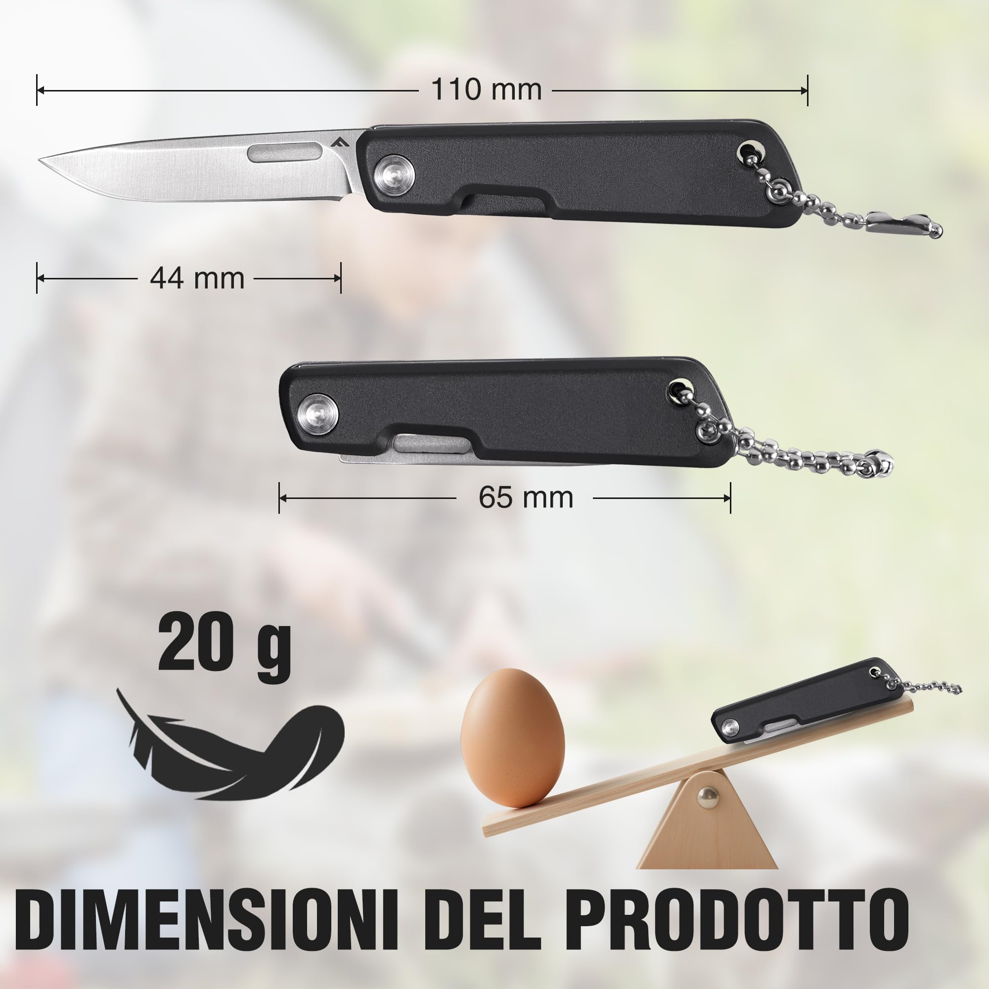 FLISSA Mini Coltello EDC, Lama Affilata in Acciaio 14C28N, Finitura CNC, Manico in Alluminio, Compatto e Portatile per Attività Quotidiane e Outdoor, Grigio