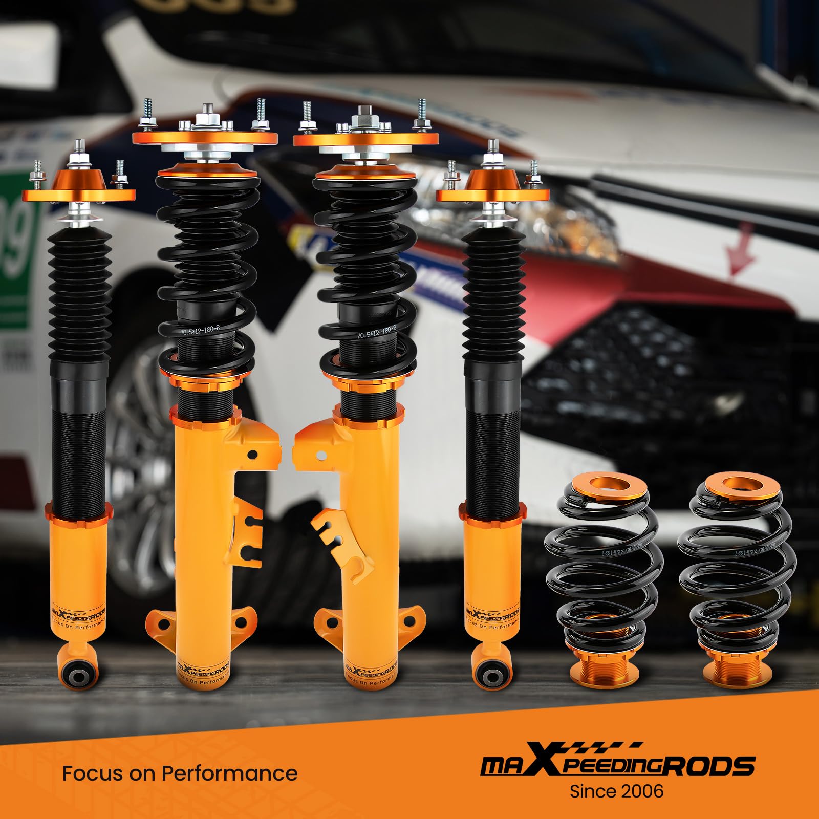 maXpeedingrods 4x Coilover, Amortiguador Roscado para BMW 3 Series E36 318i 323i 325i 328i 328is, Suspensión con Muelle, Altura Regulable 2 Delanteros y 2 Traseros Resorte Helicoidal | 323i 325i 328i 328is, Suspensión con Muelle, Altura Regulable 2 Delant