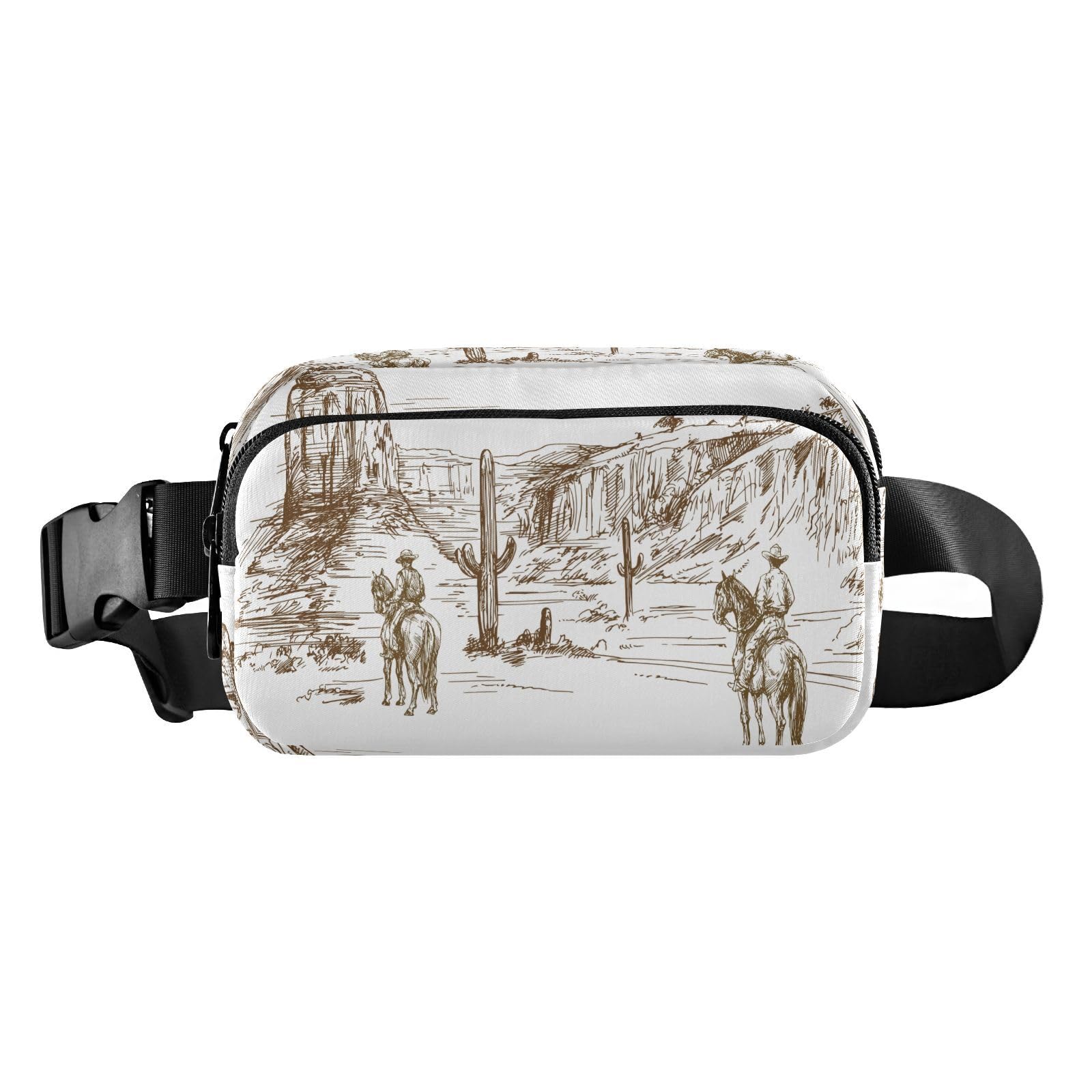 Cross Body Fanny Pack for Women Cowboys Belt Bag Waterproof Fashion Waist Pack with Adjustable Strap Wild West Desert Waist Bag Hip Bumbags for Running Workout Travel Hiking Cycling