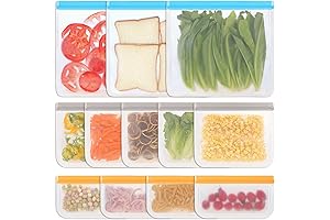 Bulk Reusable Silicone Ziploc Bags, 21-Pack Food Storage Bags Sandwich, Snack, Gallon