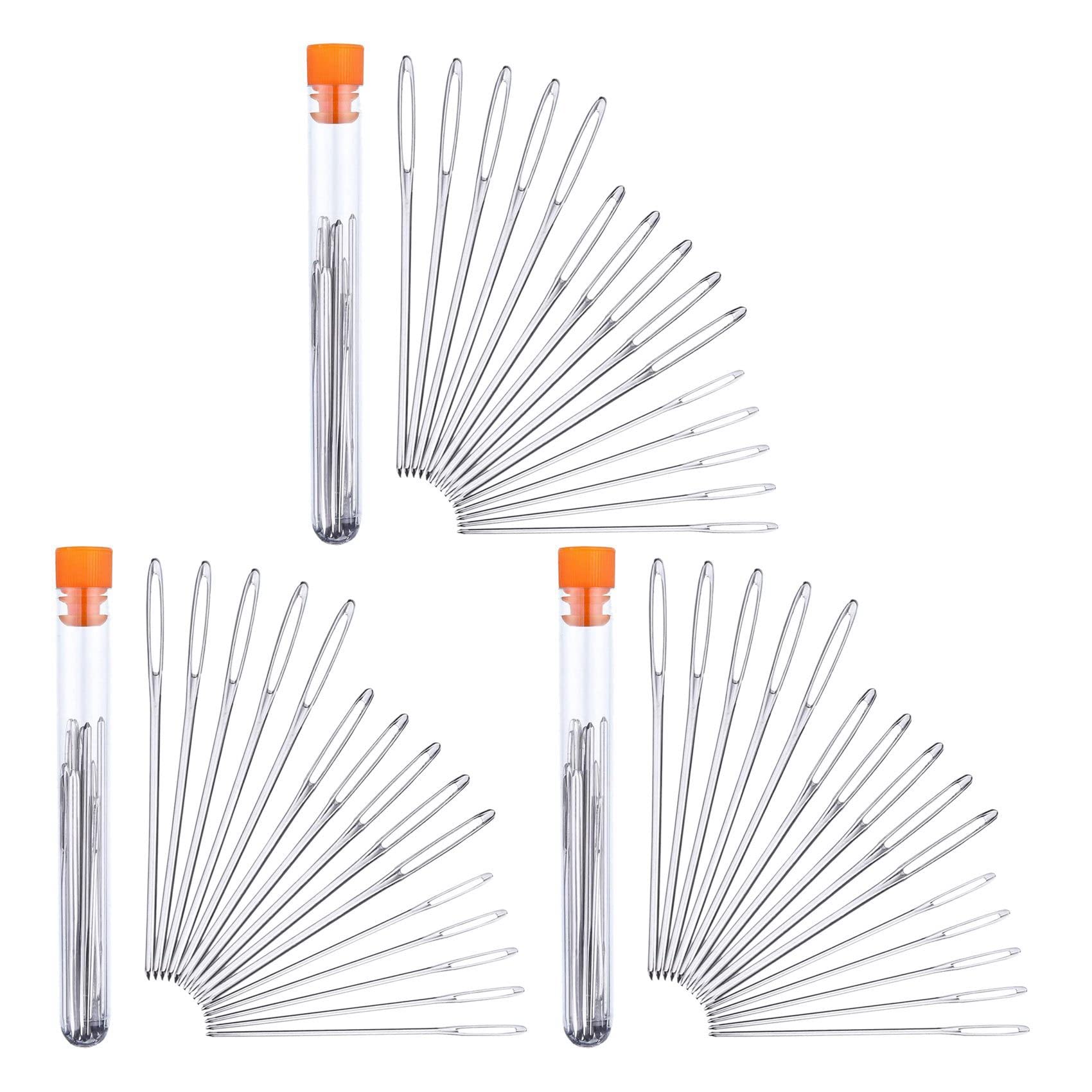 Hndhbfgrt 45 Pieces Blunt Needles Stainless Steel Large-Eye Yarn Knitting Needles Sewing Needles, 3 Sizes