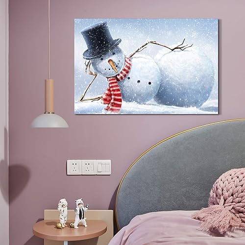 Miniatura 2 de Denozer - Cuadro de muñeco de nieve de Navidad para pared, cuadros artísticos de festivales, impresión sobre lienzo para dormitorio, sala de estar,