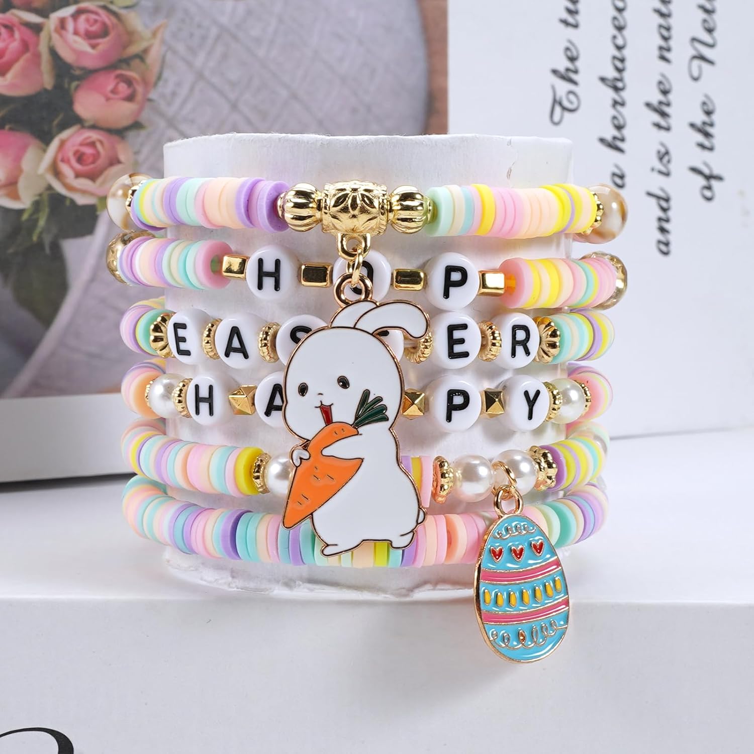 Ardorchid USA Flag Bracelets Valentine's Day Heishi Bracelets St. Patrick's Mardi Gras Beaded Bracelets Easter Rainbow Juneteenth Rasta Bracelets - Image 8