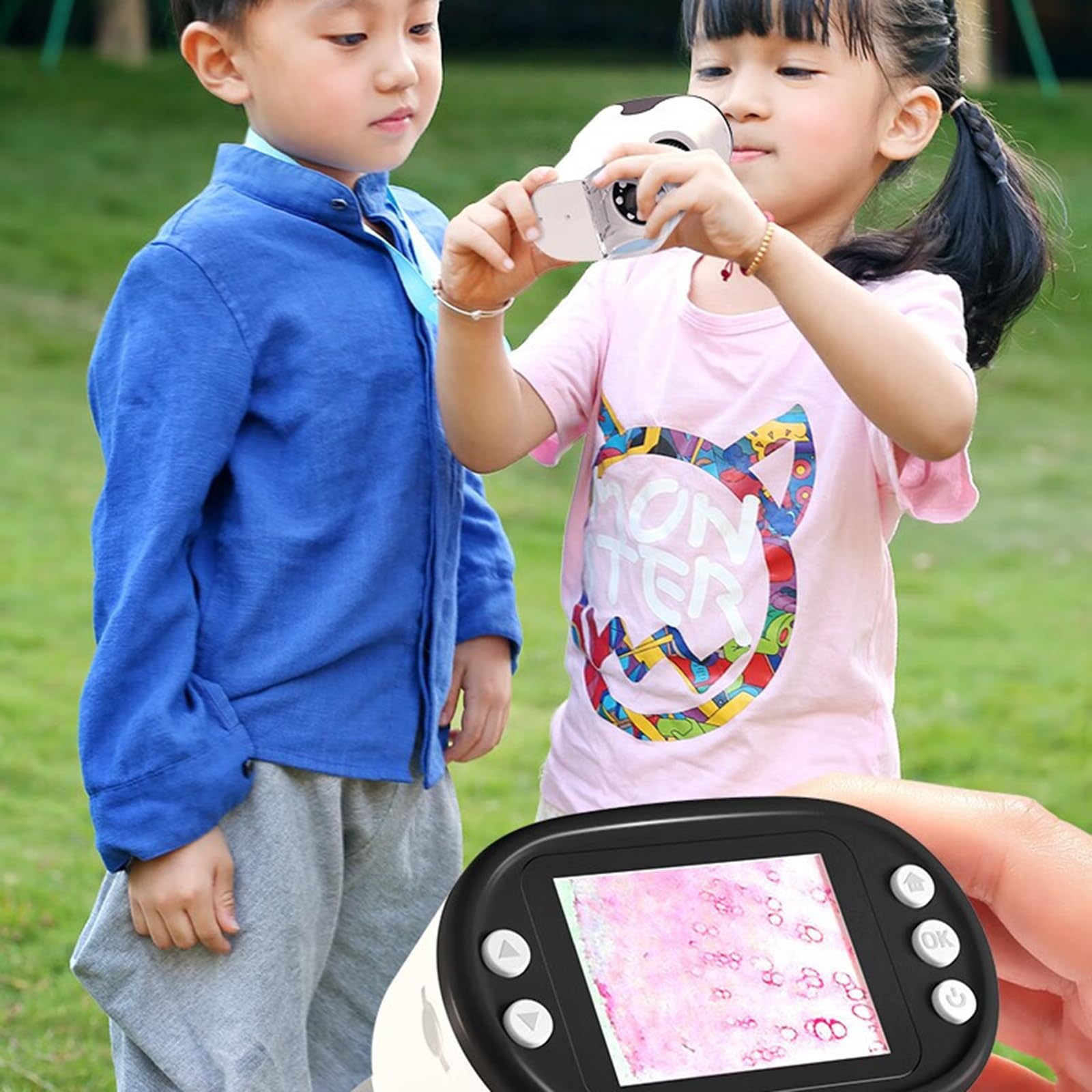 Hand Digitalmikroskop mit LCD Bildschirm, tragbare Kamera mit Trageband für Kinder und Erwachsene, langlebiges, batteriebetriebenes Hand Digitalmikroskop