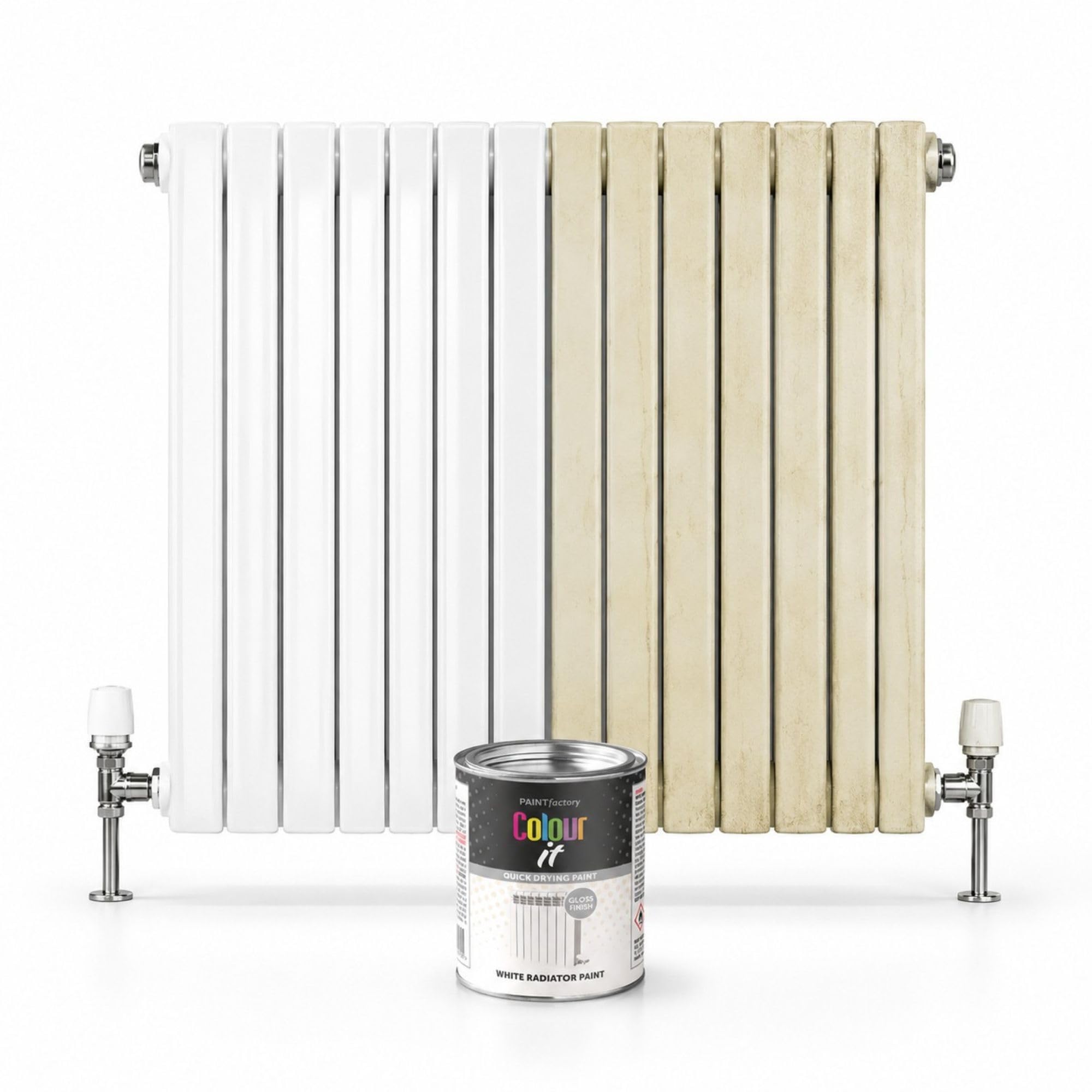 AMEAZY White Radiator Gloss Paint 300ml Tin, Quick Dry Heat Resistant Paint, Non-Yellowing Rust & Corrosion Resistant Finish, Durable High Gloss Coating for Radiators, Pipes, Metal, Wood & Concrete