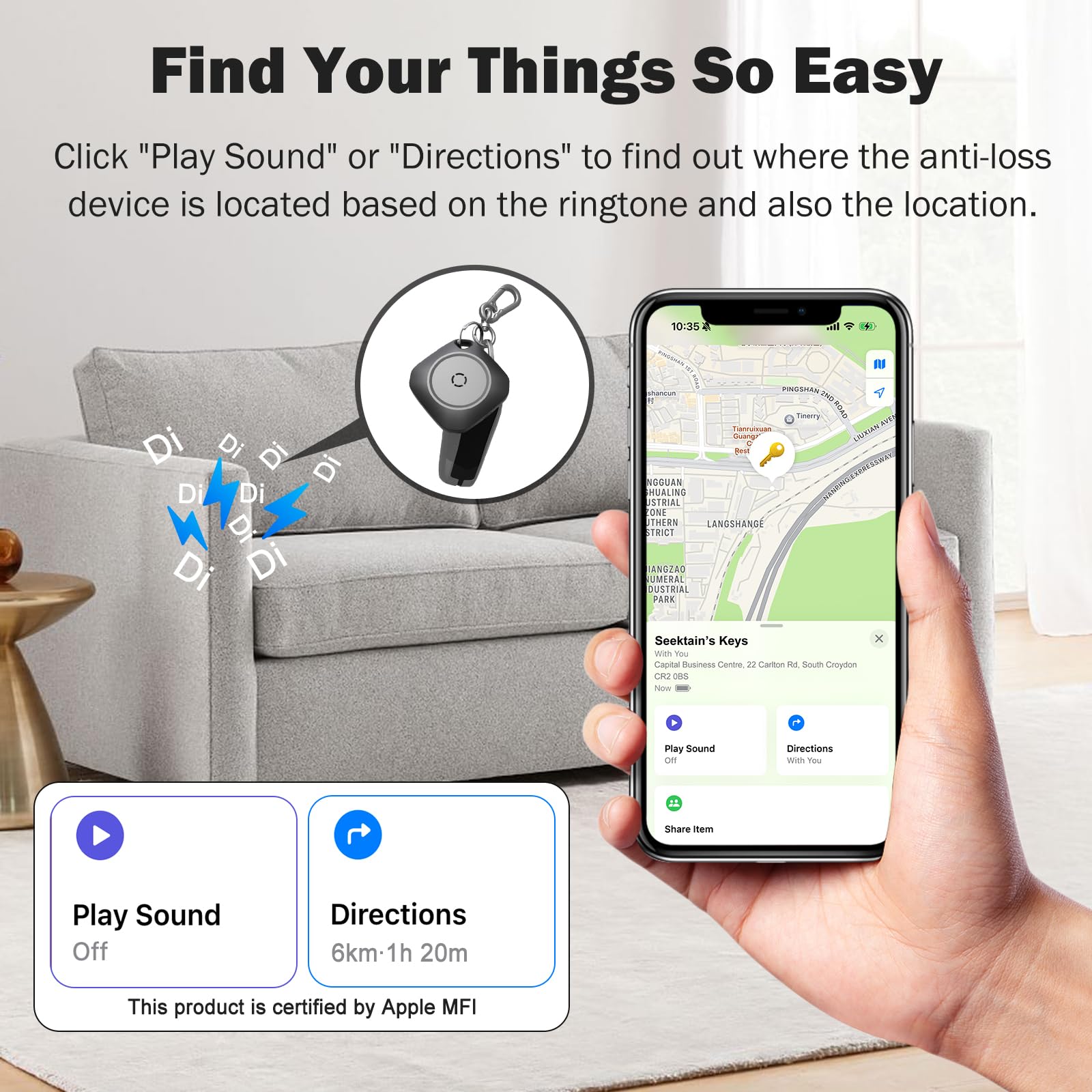 Seektain Smart Tag - Localizador de llaves para iOS, Air Tracker Tag Compatible con Apple ¿Dónde está? APP (solo iOS), buscador de llaves para maletas, viajes, carteras, equipaje, mochilas – 6 — view 7