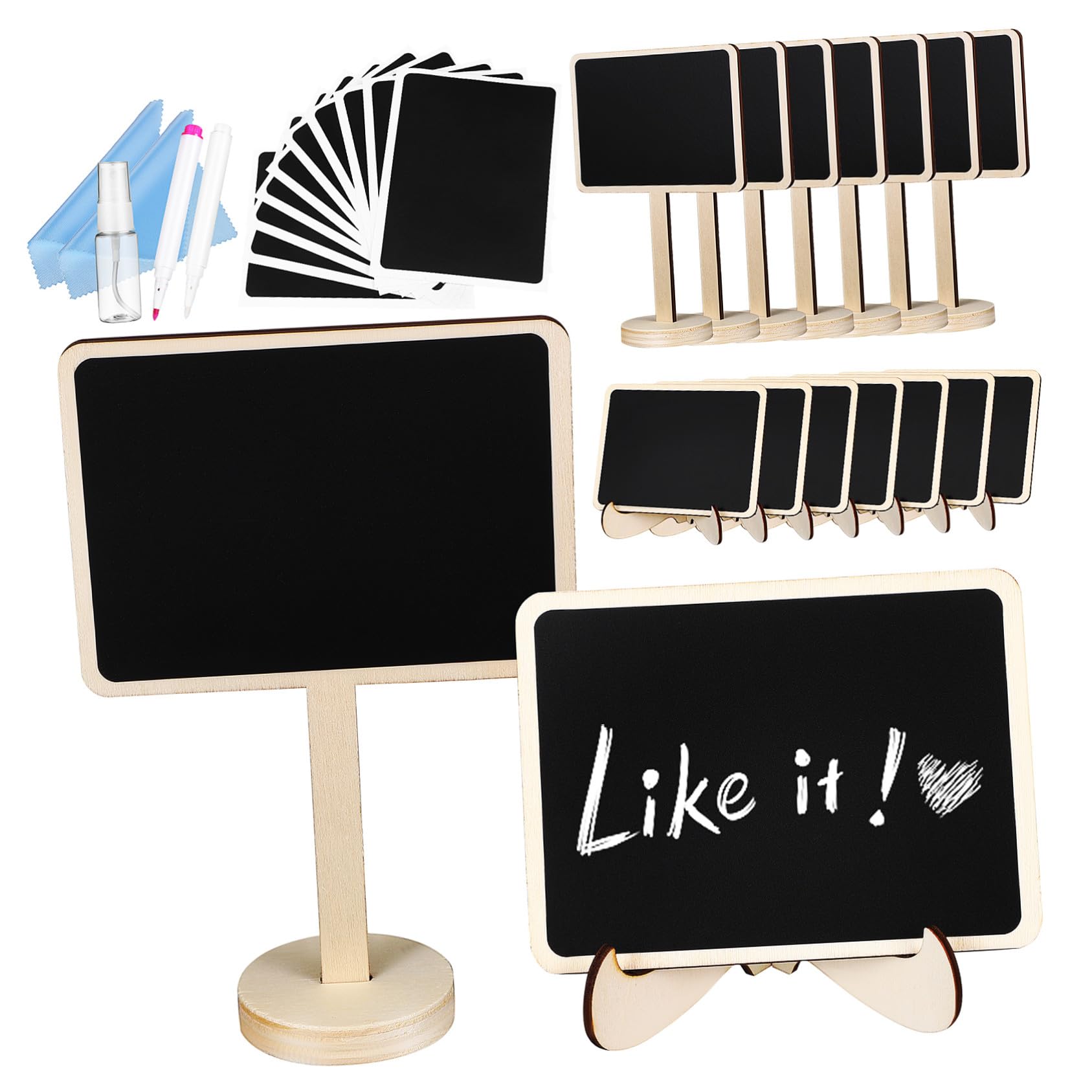 Mini Holz kreidetafeln mit Ständer Kleine Tafeln für Tischbeschriftung Food Chalkboard Signs zum Beschriften von Speisen Abwischbar Stabil und Leicht für Hochzeit Zufällige Farbe