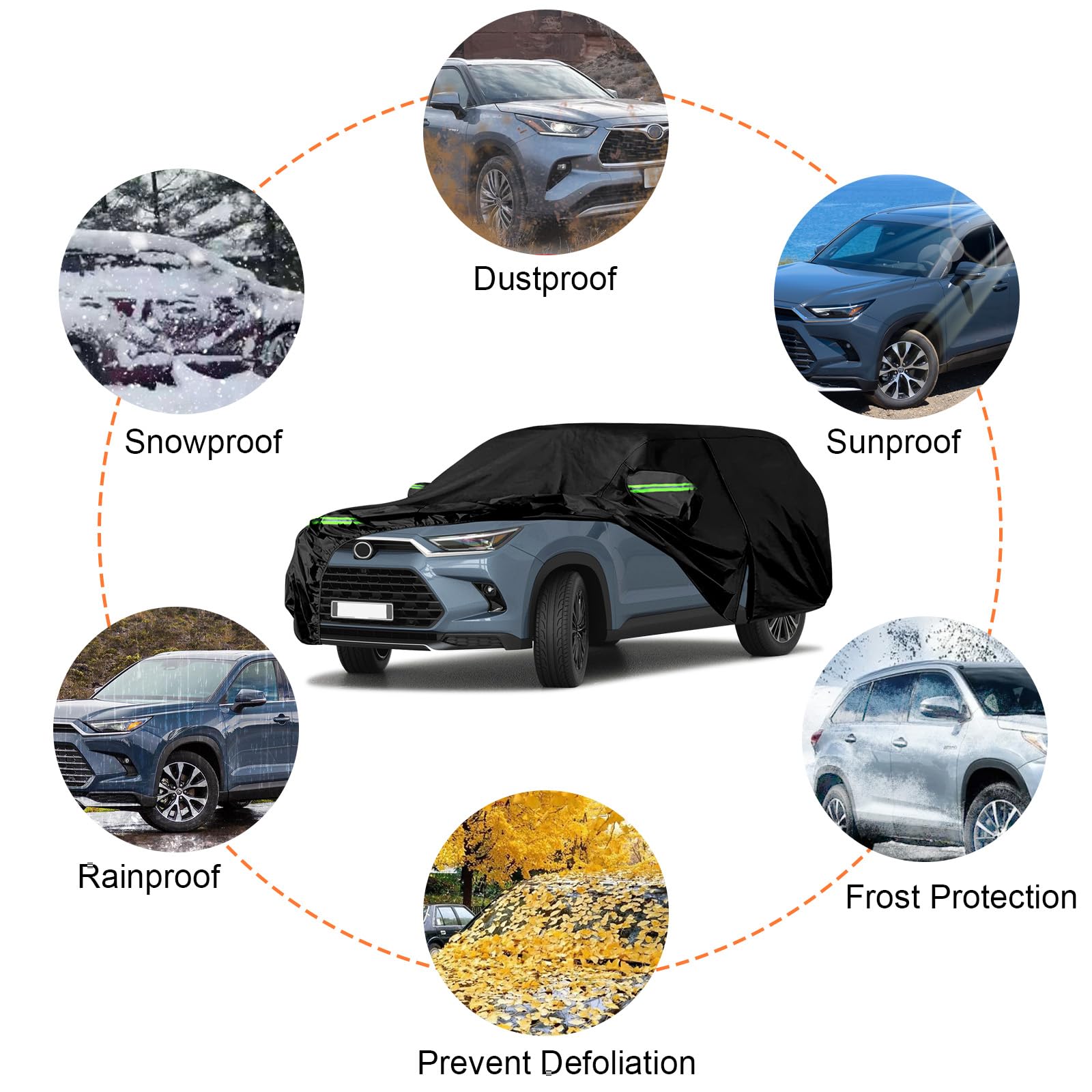 Waterproof Car Covers Replace for 2023-2025 Toyota Grand Highlander and Lexus TX350 500h 6 Layers All Weather Car — view 6