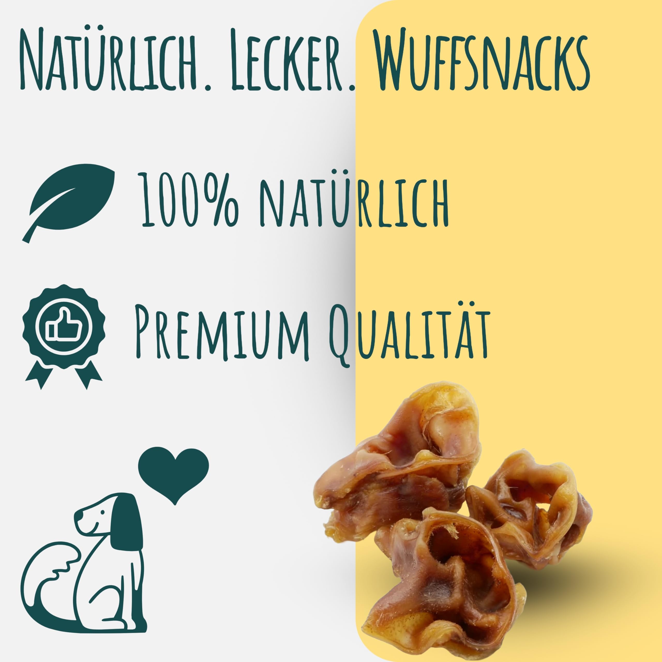 Conchas de cerdo secas para perros, 1 kg, 100% cerdo, masticables, comida para perros, barf, golosinas de Wuffsnacks