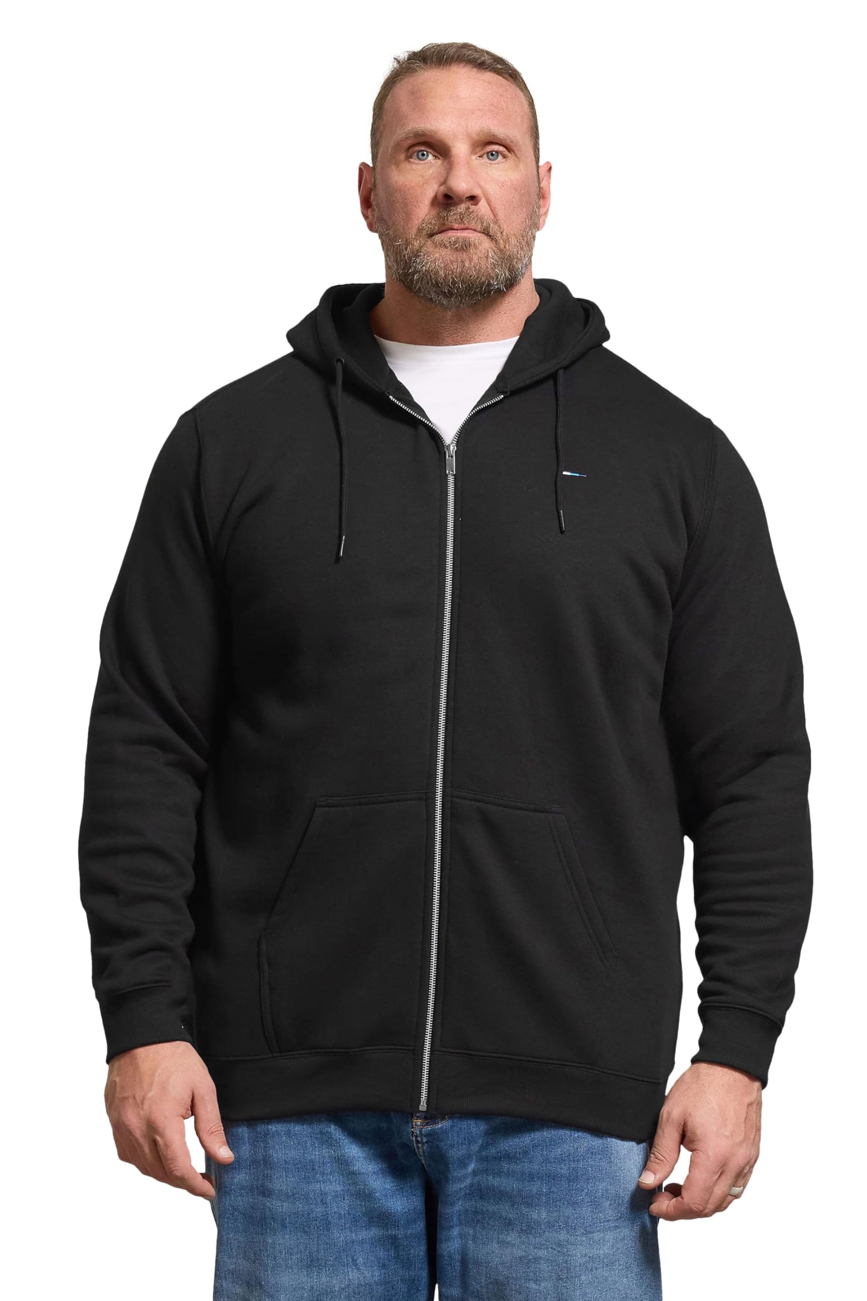 BadRhino Big & Tall Zip Through Hoodie - Men's - Plus Size Curve Black