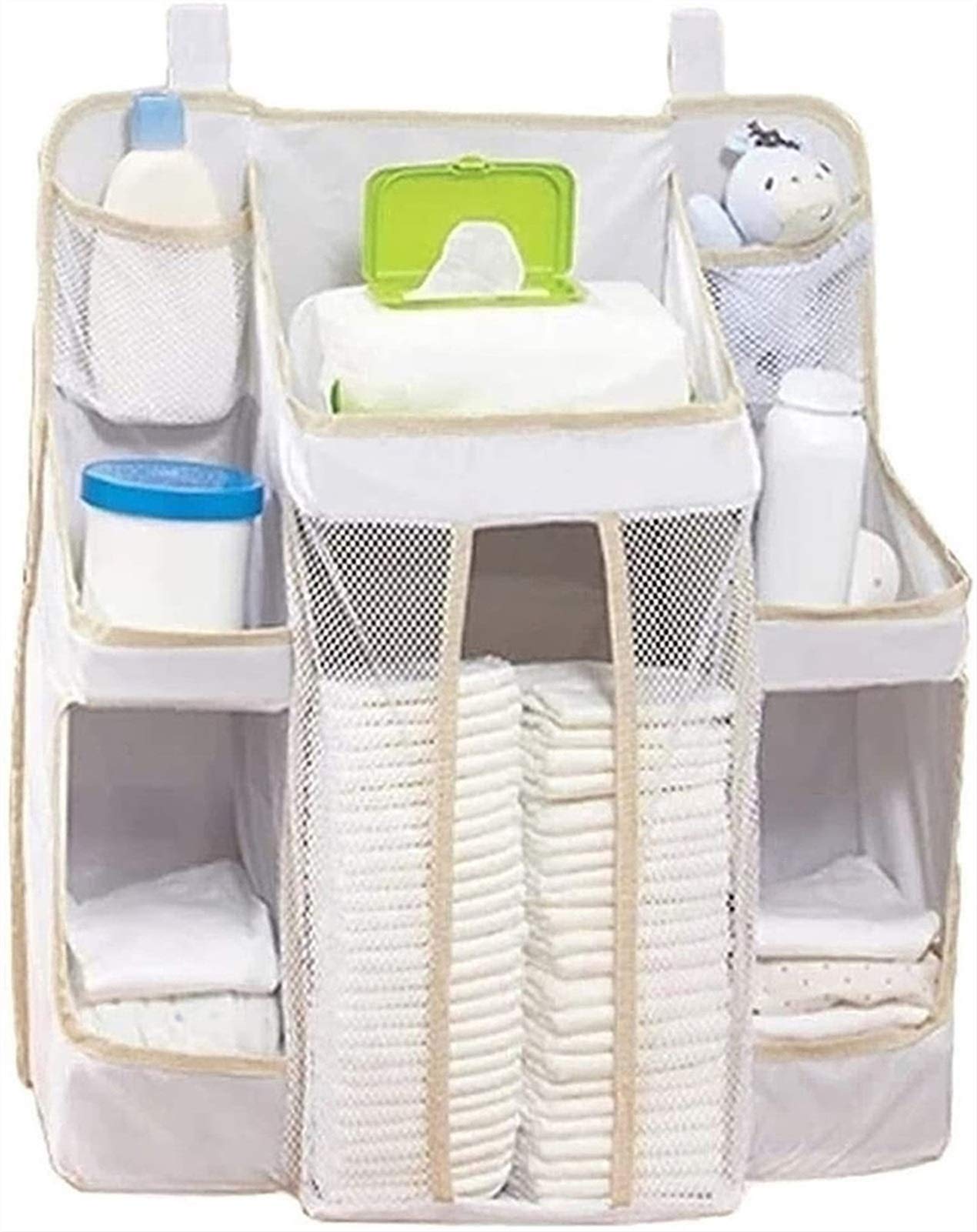 Baby Wickelorganizer Weiß - Hängeorganizer Für Windeln & Spielzeug