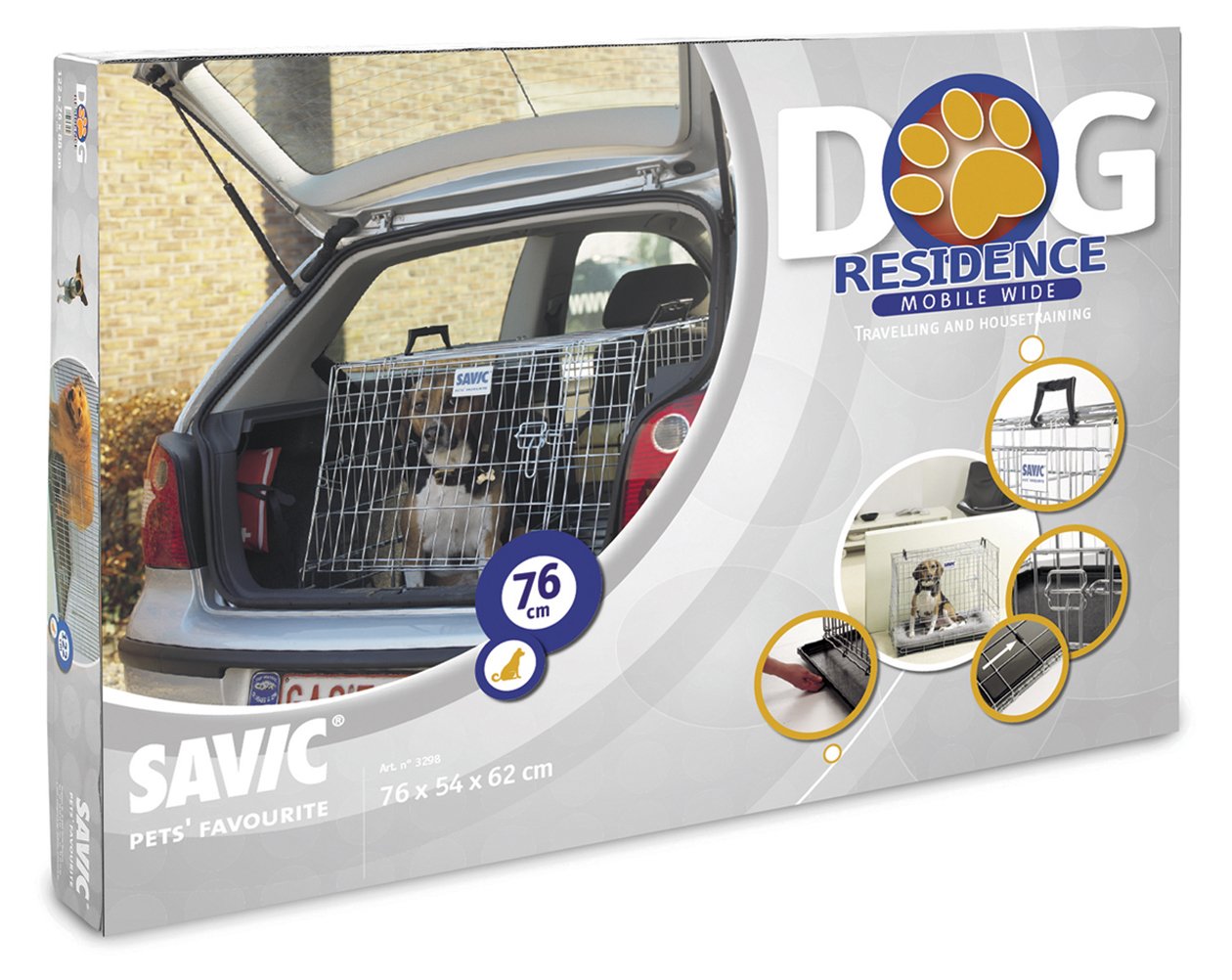 Savic Dog Résidence Mobile Wide 76 Cm Dog Crate Zinc Plated 76 X 54 X 62 Cm