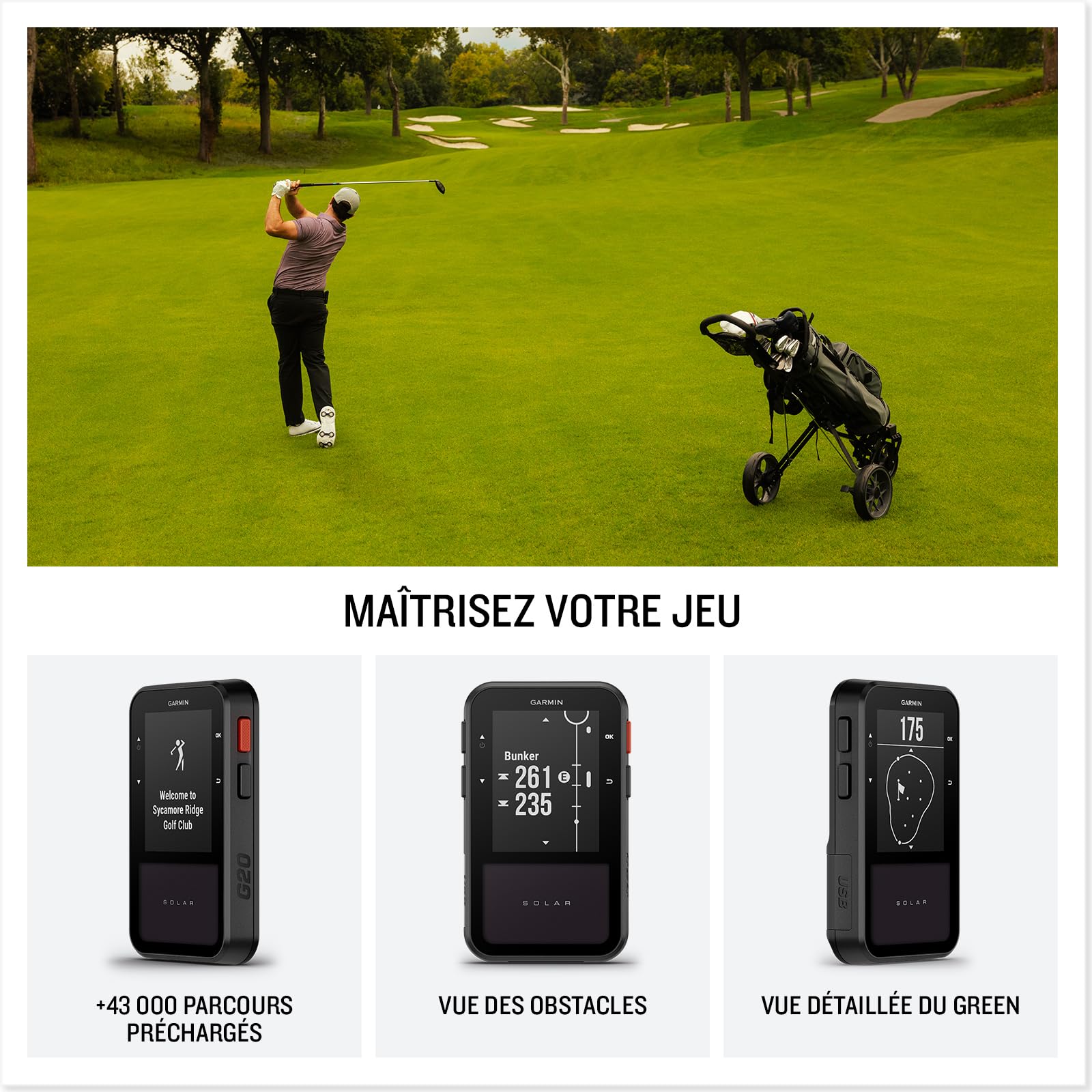 Garmin Approach G20 Solar GPS de Golf Portable